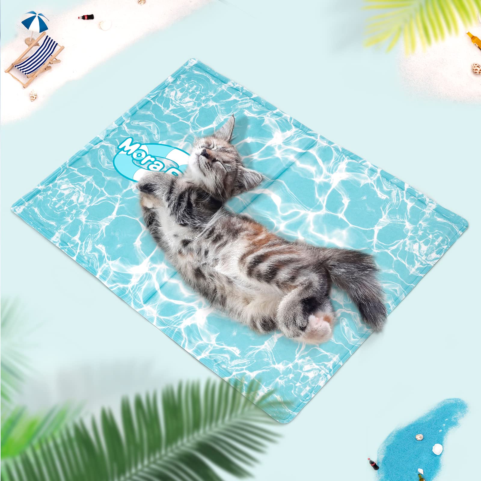 MORA PETS Dog Cooling Mat Durable Pet Cool Mat, Non Toxic Gel Self Cooling Pad for Dogs Cats, Pet Ice Bed Blanket Keep Dog Cool in Summer - Medium 65 x 50cm