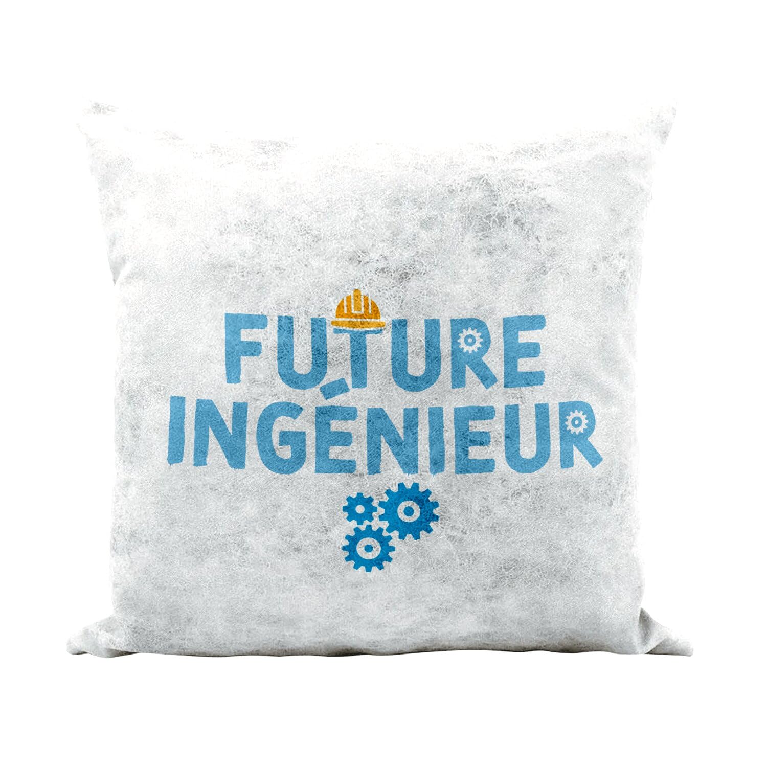 Coussin similicuir blanc toucher cuir Future Ingénieur décor de sciences