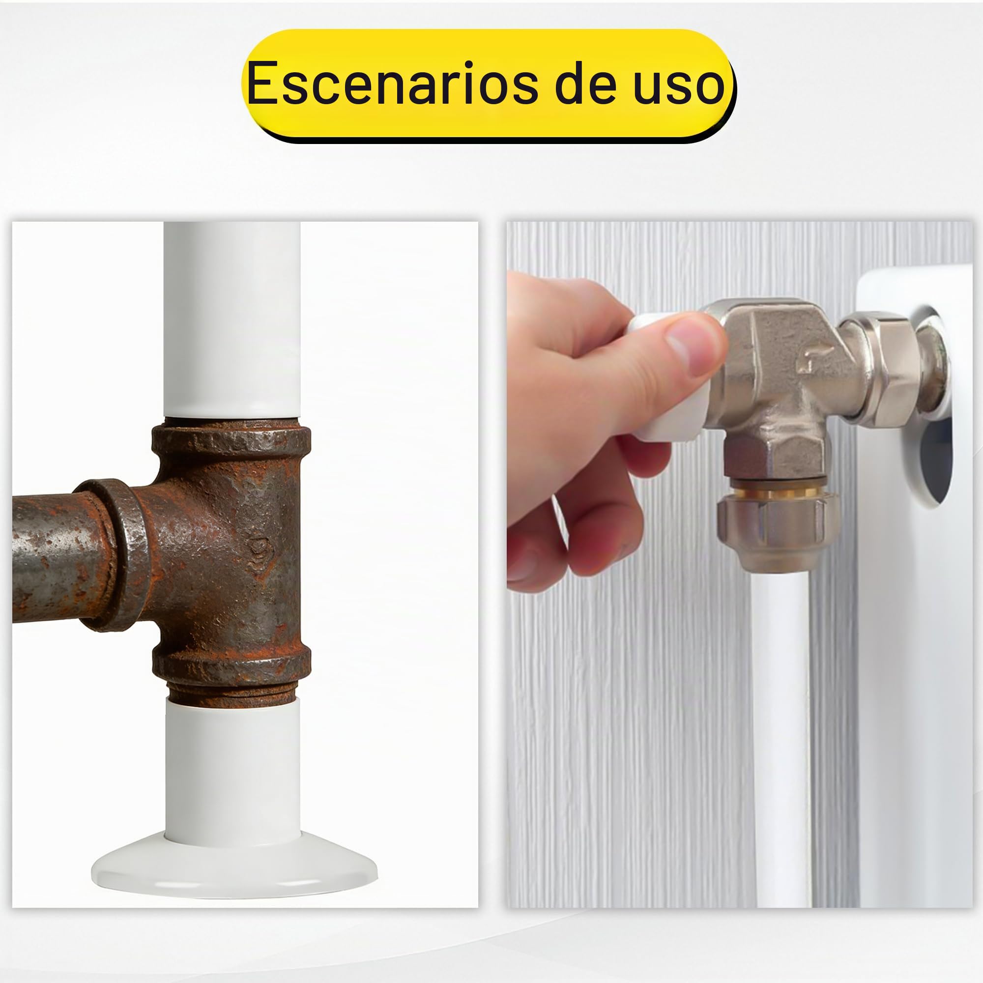 10 cubiertas de tubo de radiador y collares de tubería blancos de 200 mm x 15 mm, fundas de radiador gruesas de plástico de 15 mm