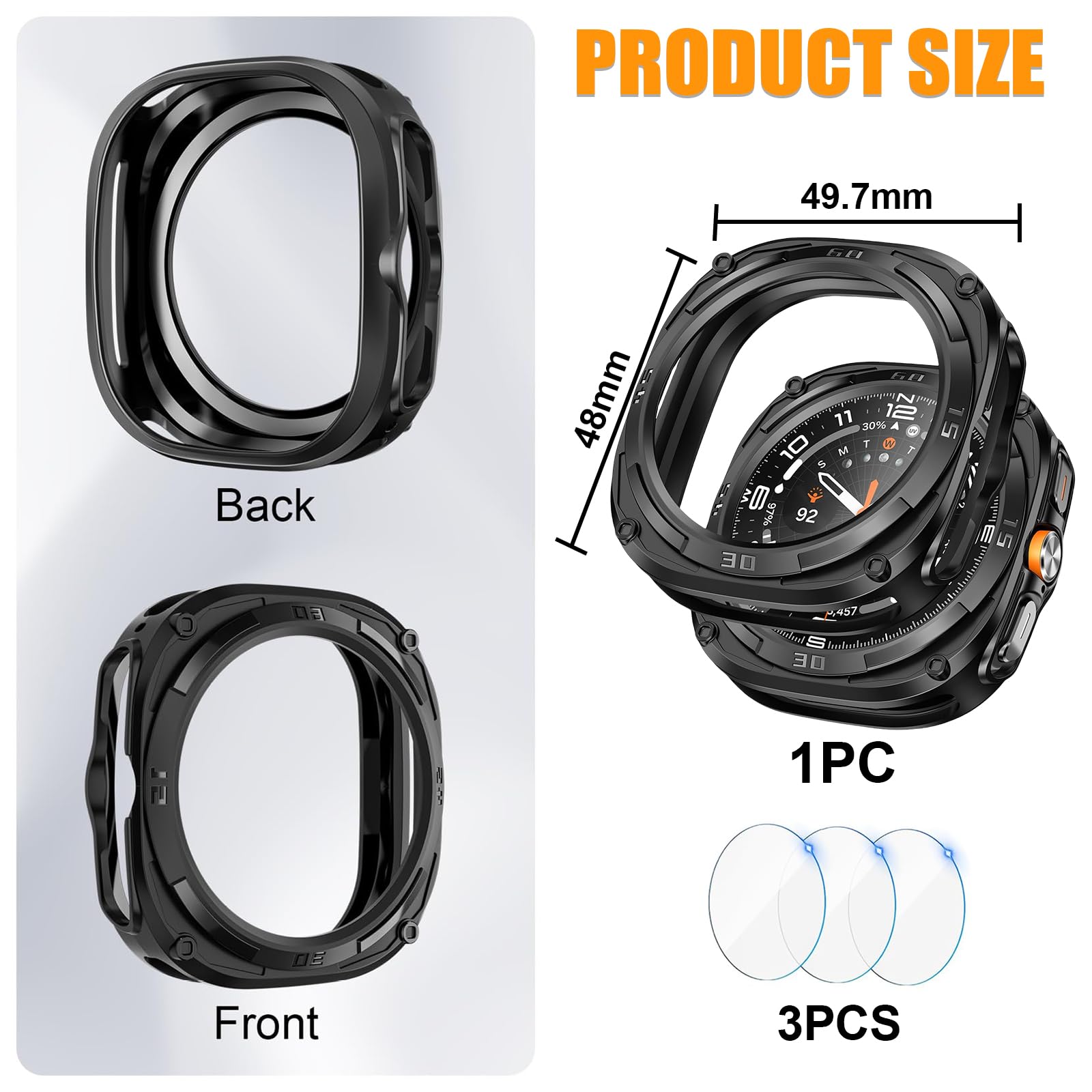 Etui do Samsung Galaxy Watch 7 Ultra, etui ochronne do smartwatcha, ultra ochronne, kompatybilne z Samsung Galaxy Watch 7