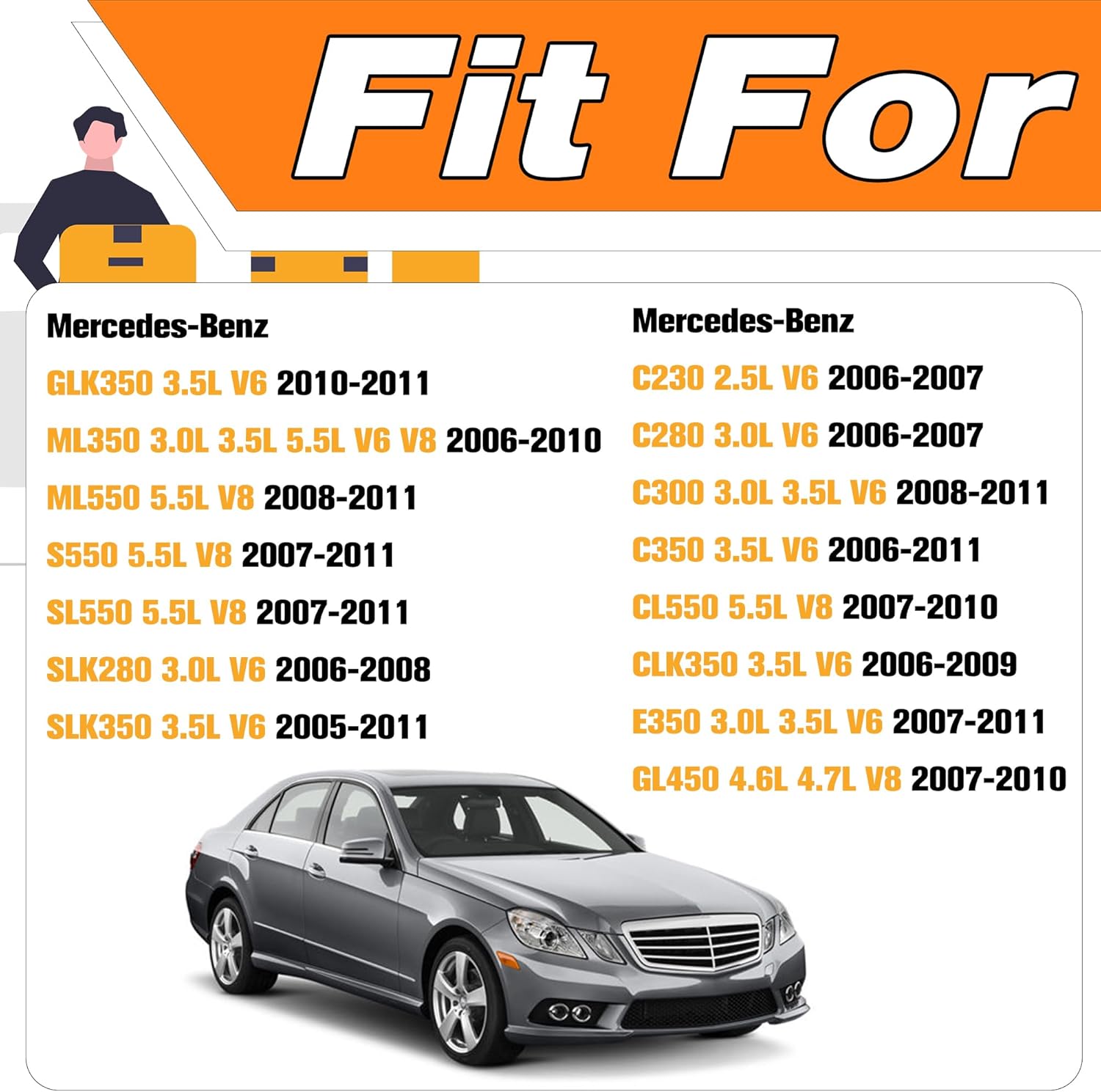 Engine Drive Belt Tensioner & Idler Pulley Belt Tensioner Kit Fit for Mercedes-Benz C230 C280 C300 C350 CLK350 E350 GL450 ML350 ML550 S550 SLK350 2005-2011.Replaces# 2722021419 2722000270 6pk2404