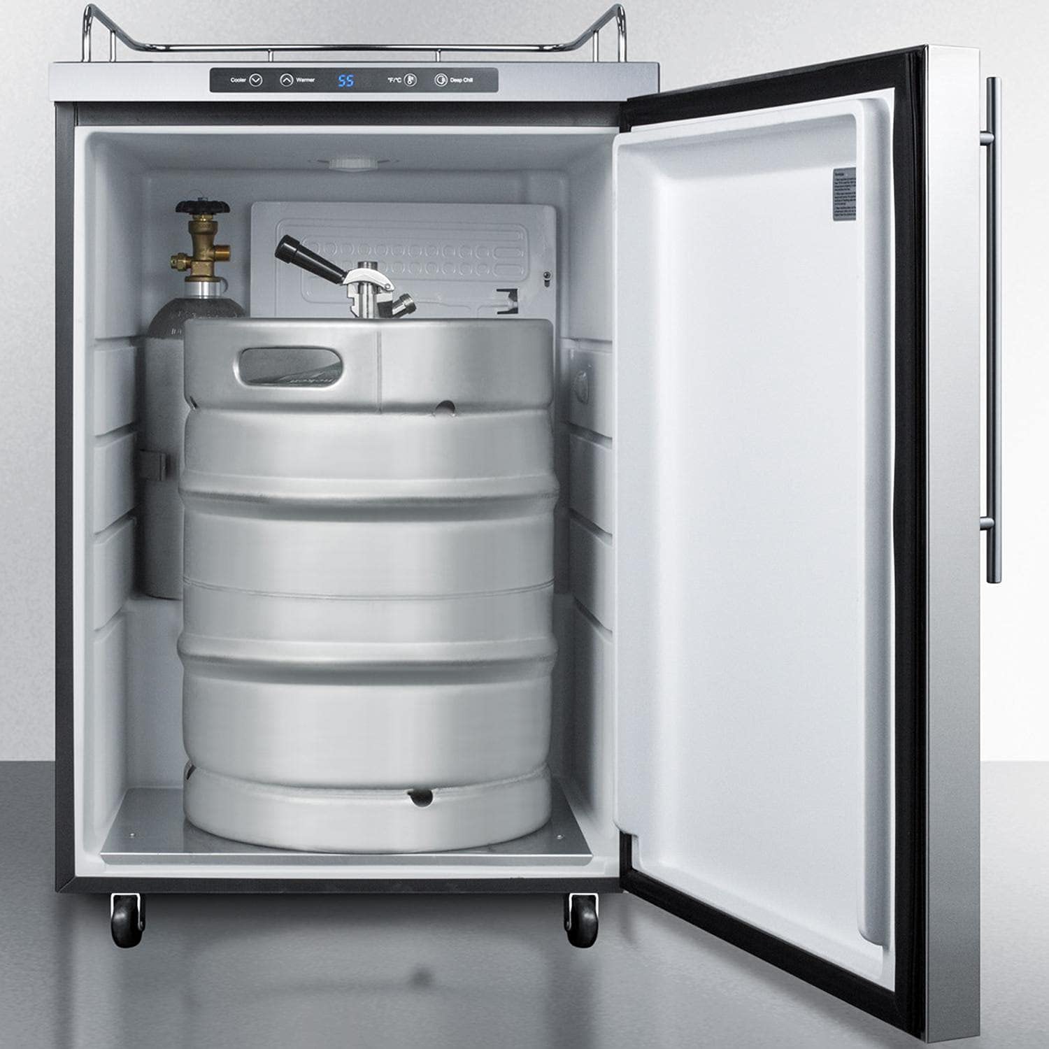 Summit Appliance Sbc635mos7nkhv Freestanding Commercially Listed Outdoor Beer Dispenser With Auto Defrost, Digital Thermostat, Stainless Steel Wrapped Exterior And Professional Thin Handle on Fridge.com - View 4