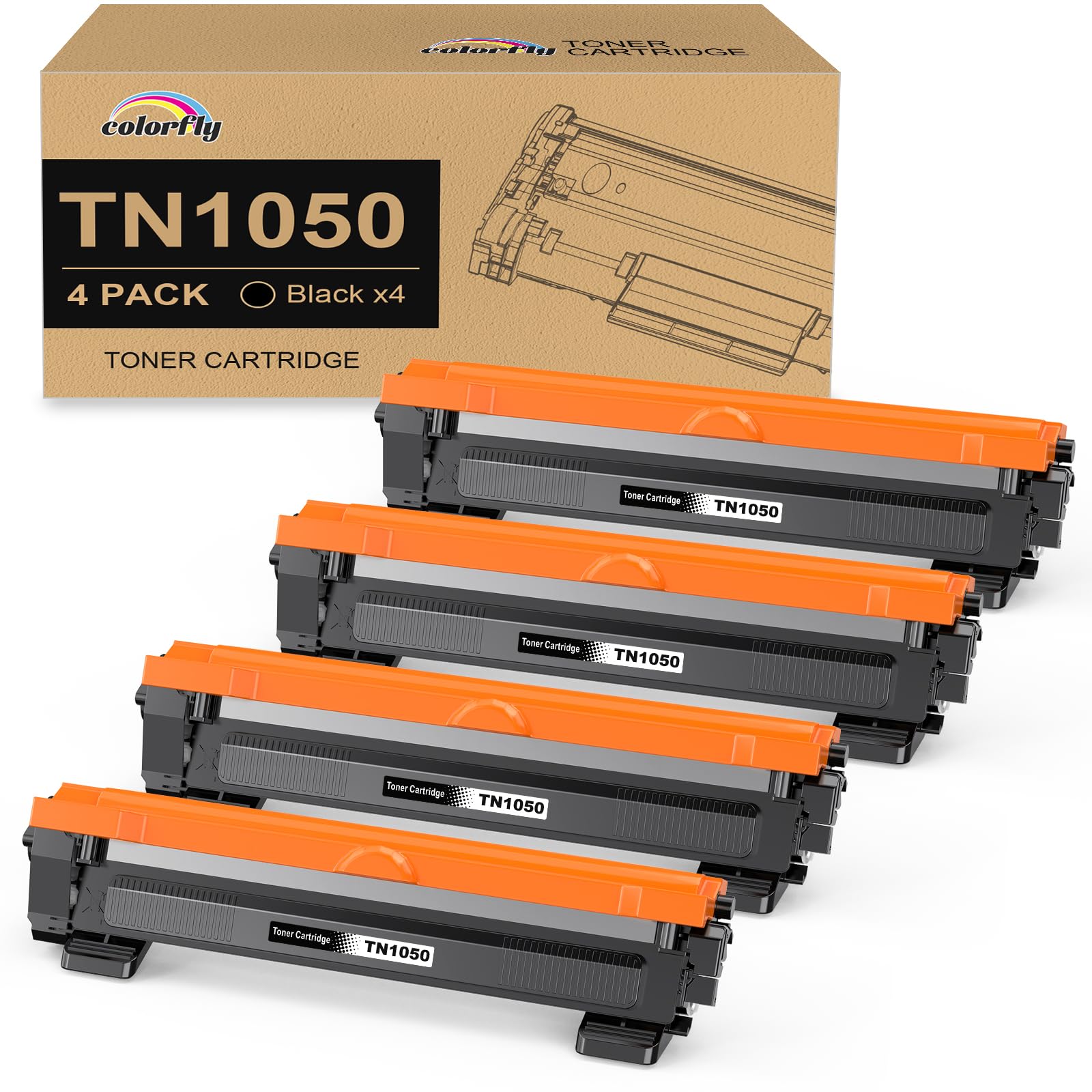 colourfly TN1050 Cartuccia toner compatibile con il toner Brother TN-1050 TN1050 per DCP-1510 DCP-1610W DCP-1612W DCP-1512 MFC-1910W MFC-1810 HL-1110 HL-1212W HL-1210W HL-1112 (4 nero)