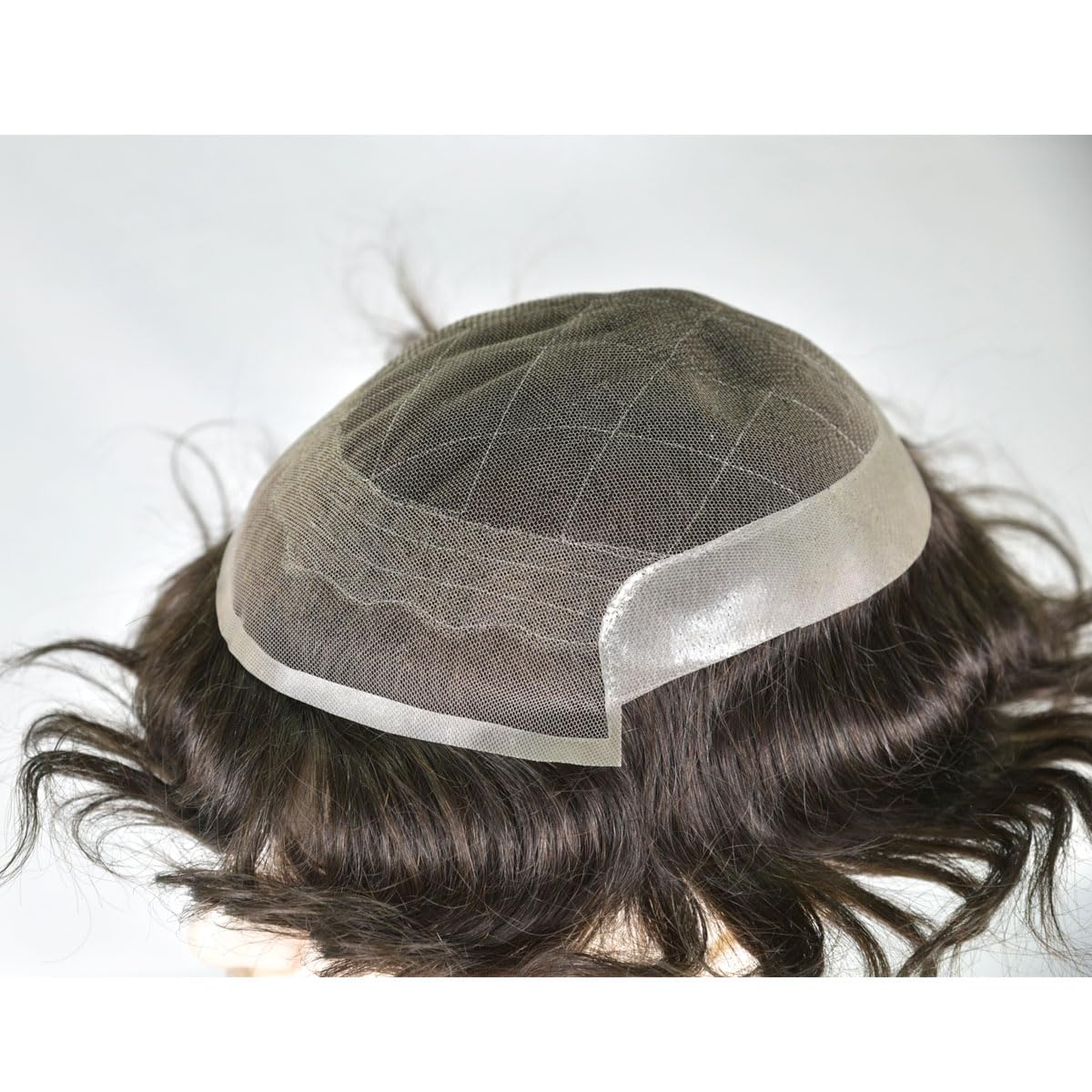 Men's Toupee 9"×7" European Virgin Human Hair Toupee for Men OCT Lace+PU Thin Skin Hairpieces Hair Replacement System Monofilament Net Base for Men (#2 color)