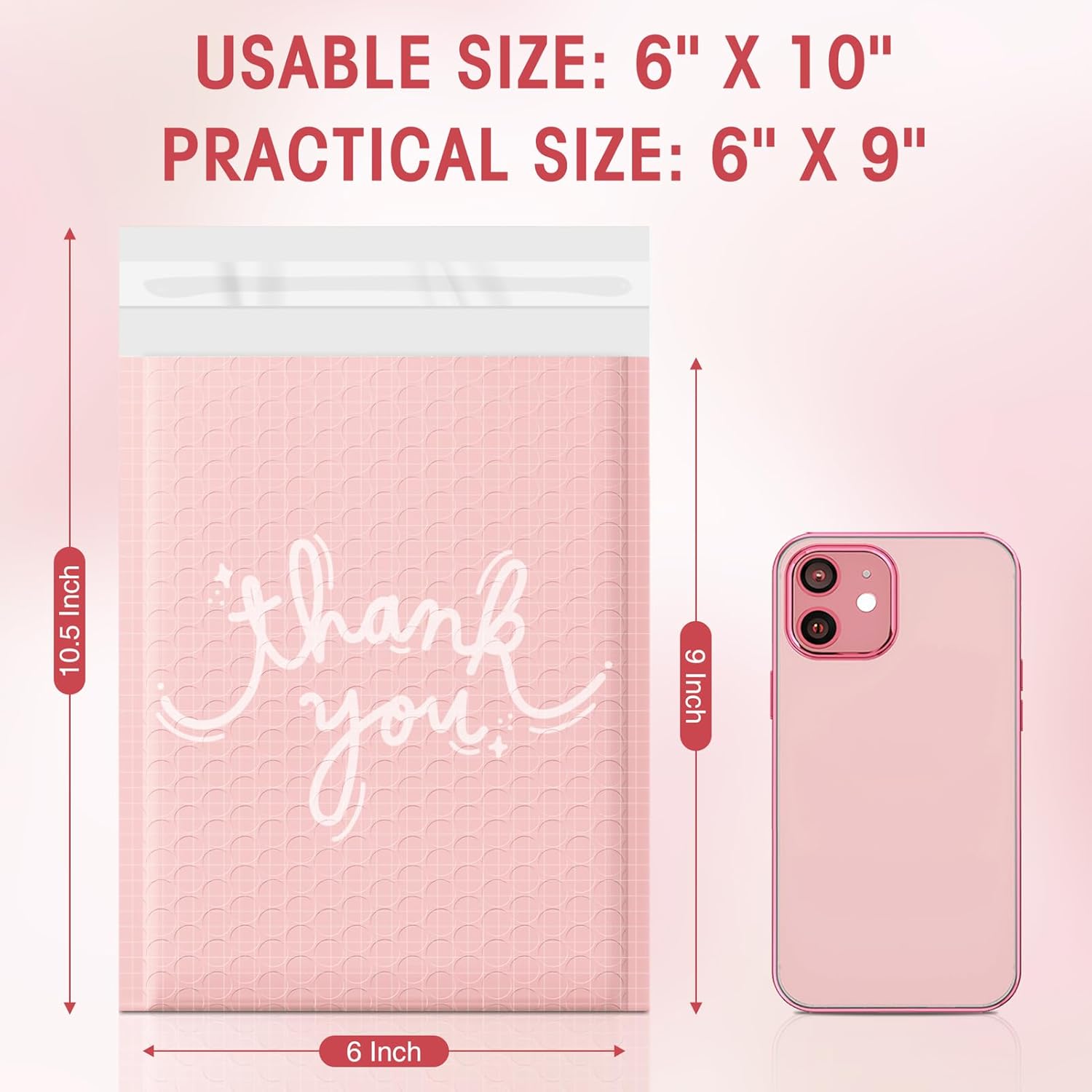 Cozymood Cute Bubble Mailers 6x10 Inch 100 Pack Thank you +Pretty Bubble Mailer 8.5x12 Inch 40 PackThank you Waterproof Padded Envelopes Self Seal, Cushioning for Gifts Packaging, Shipping, Mailing,