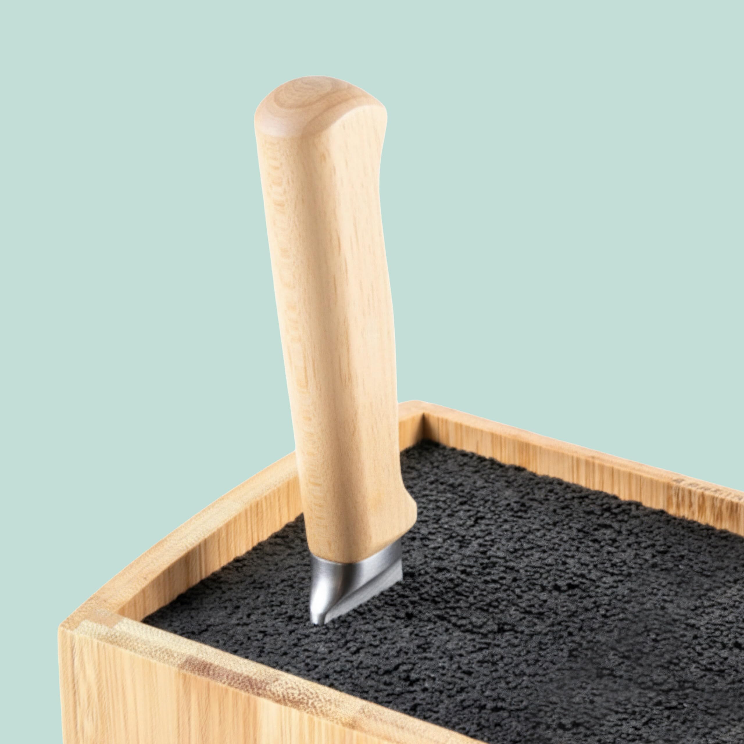 Blocco portacoltelli Relaxdays Vuoto, bambù, Inserto Flessibile, HxLxP: 26 x 23 x 11,5 cm, Porta coltelli, Naturale/Nero