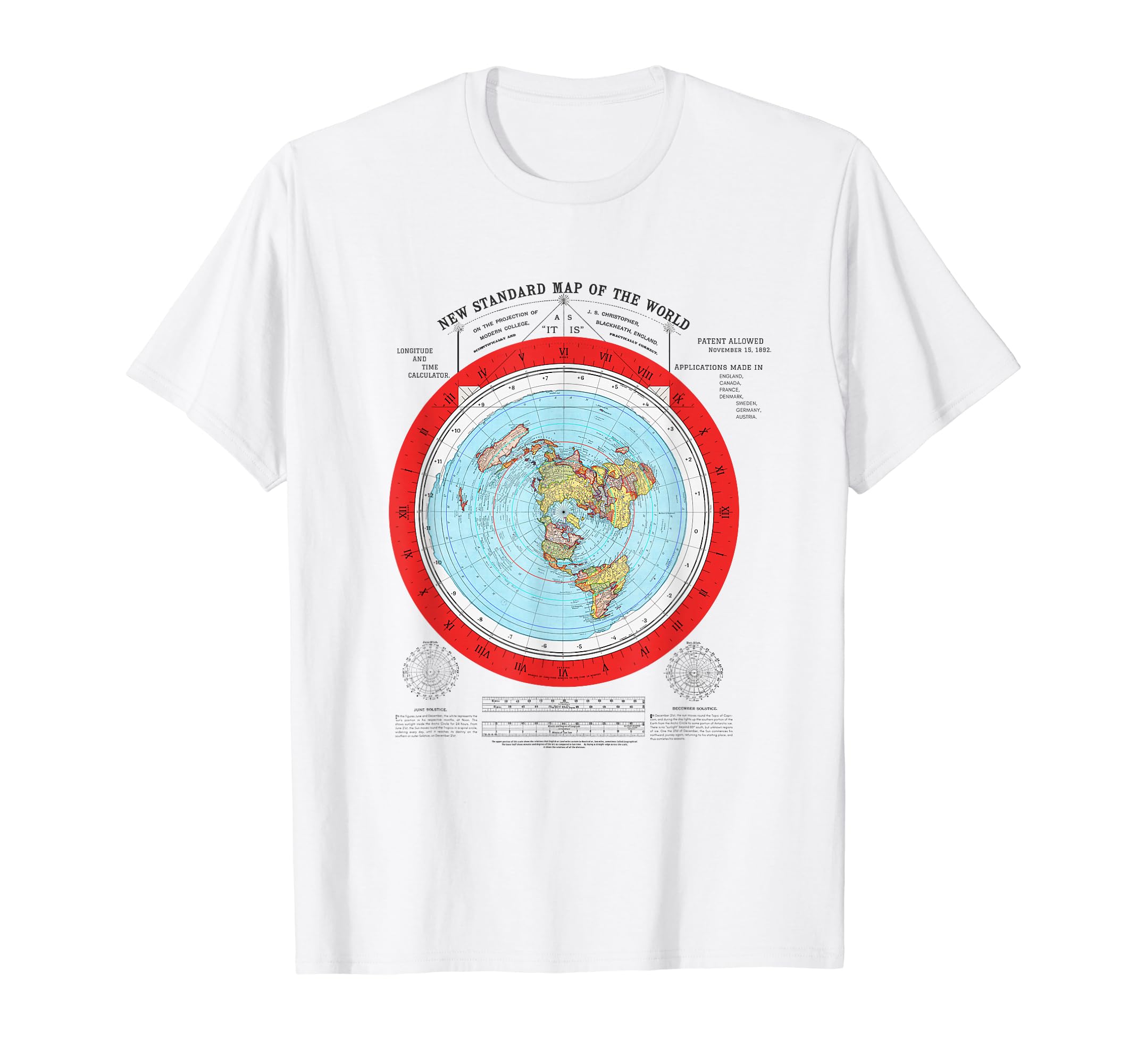 Gleason Flat Earth Map, Flat Earth Map, Flat Earth T-Shirt