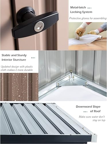 Vista 5 de AECOJOY Cobertizo de 6 x 4, pequeños cobertizos de almacenamiento de metal para exteriores y espacio libre de almacenamiento, 4 x 6 pulgadas