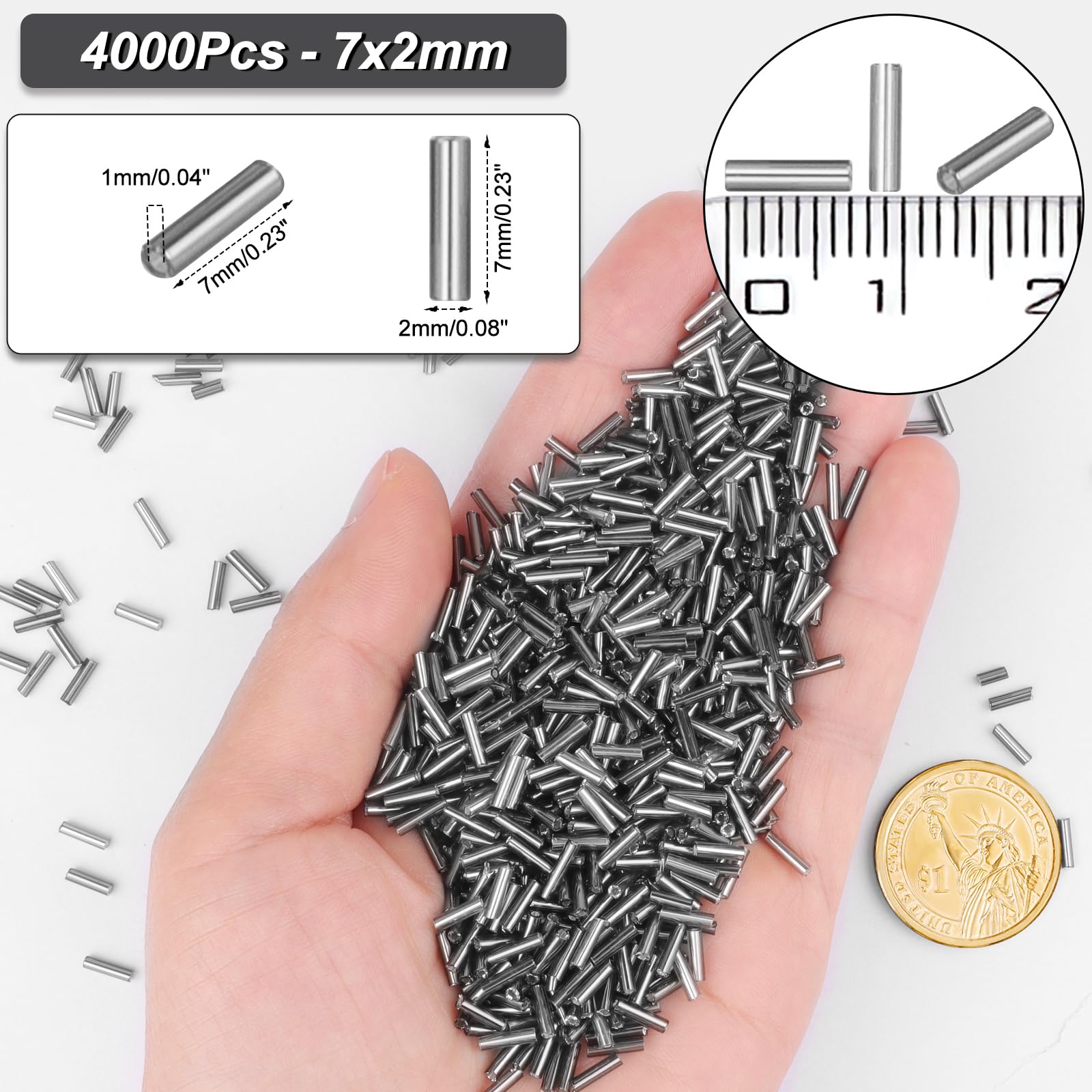 4000 cuentas de corneta, cuentas de tubo para hacer joyas, pequeñas cuentas largas para bordar, manualidades, pulseras, collares, suministros, 7 x 2 mm