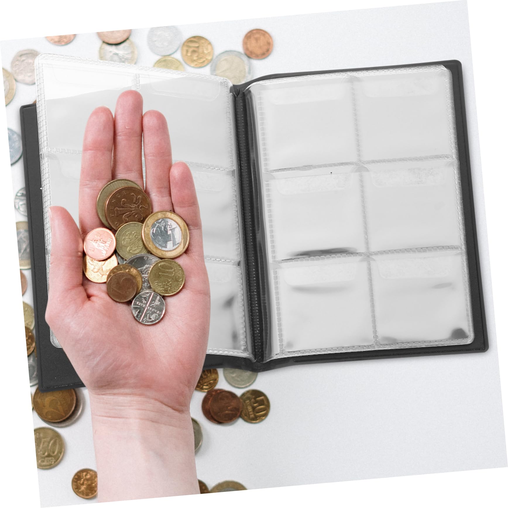 Amazon.co.jp: EXCEART コインコレクションアルバム ブラック Puカバー 多目的ポケット搭載 透明スロット仕様  コレクター向け収納ブック 記念硬貨 小物保護用 収集家 趣味愛好者向け : 文房具・オフィス用品