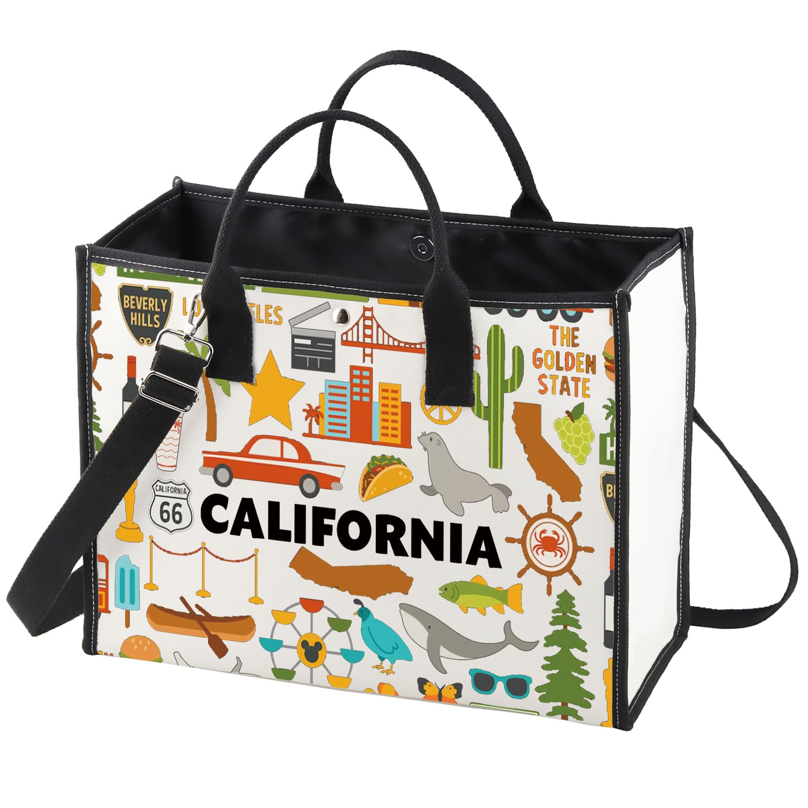 WZMPA California Travel Tote Bag - Vacation Gift & Shopping Grocery Bag - Souvenir Gift