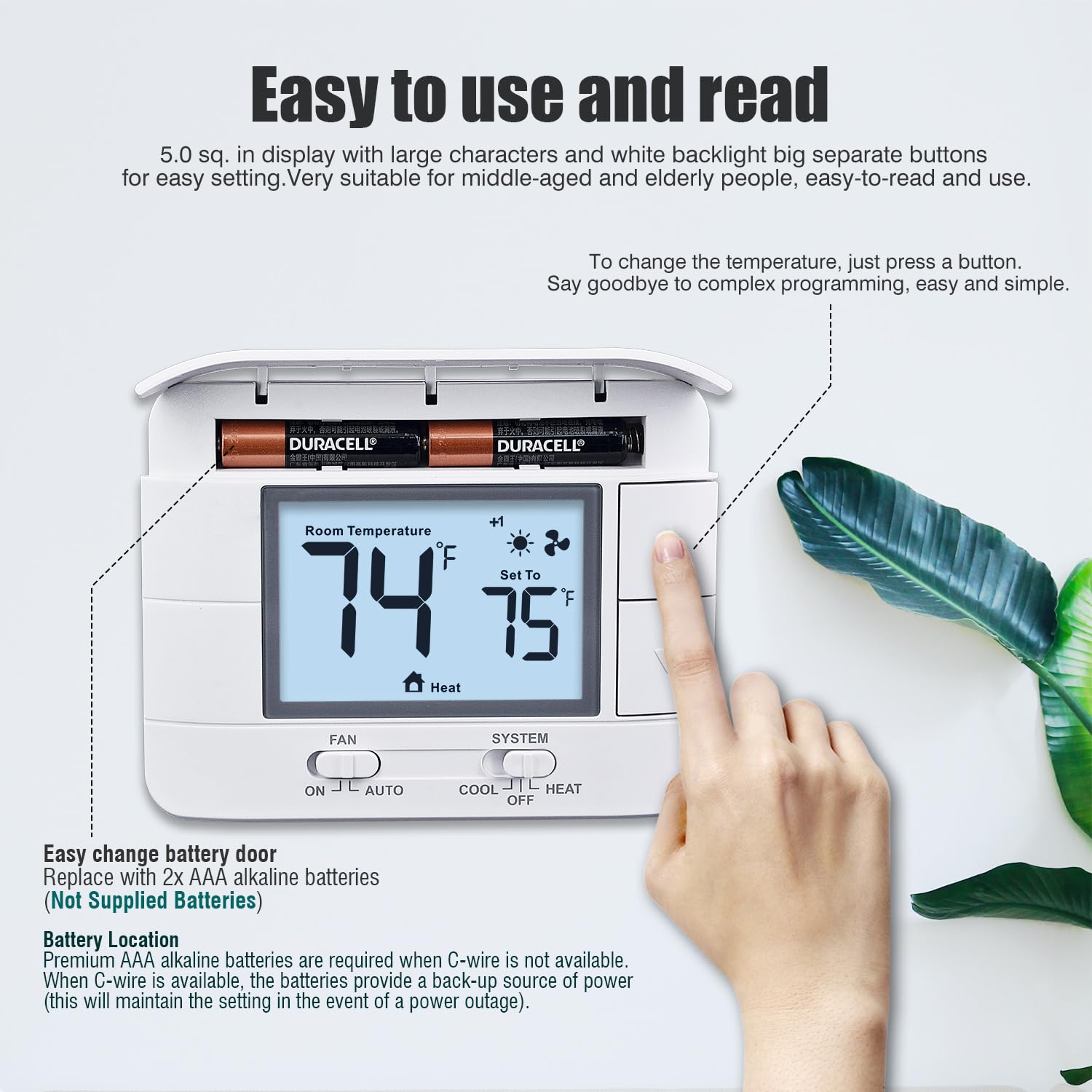 Aowel Non-Programmable Thermostat - 2 Heat/2 Cool -2