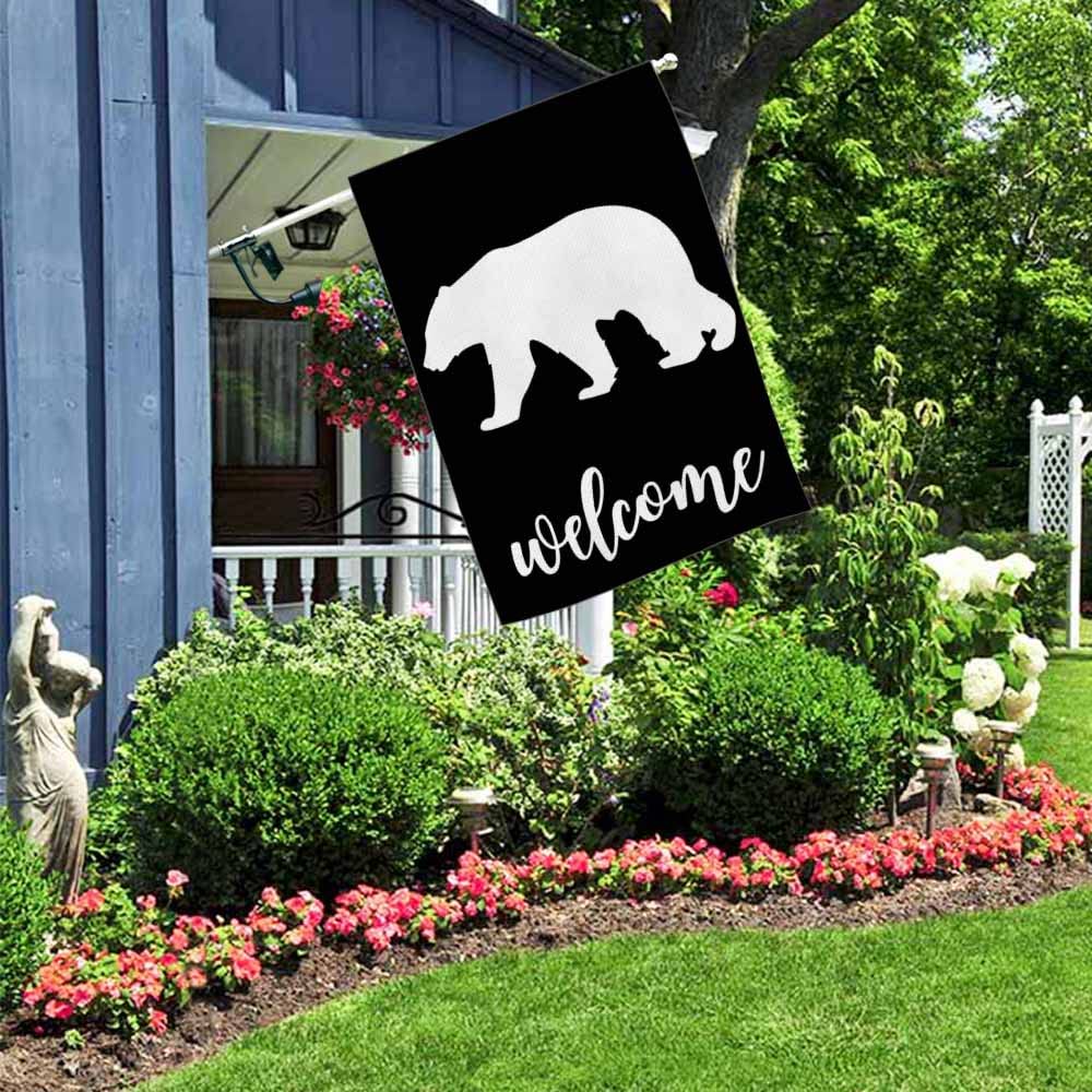 AOYEGO Gartenflagge „Bear Welcome“ – 71 X 102 Cm, Doppelseitig Bedruckt, Aus Wetterfestem Polyester, Für Frühling & Sommer