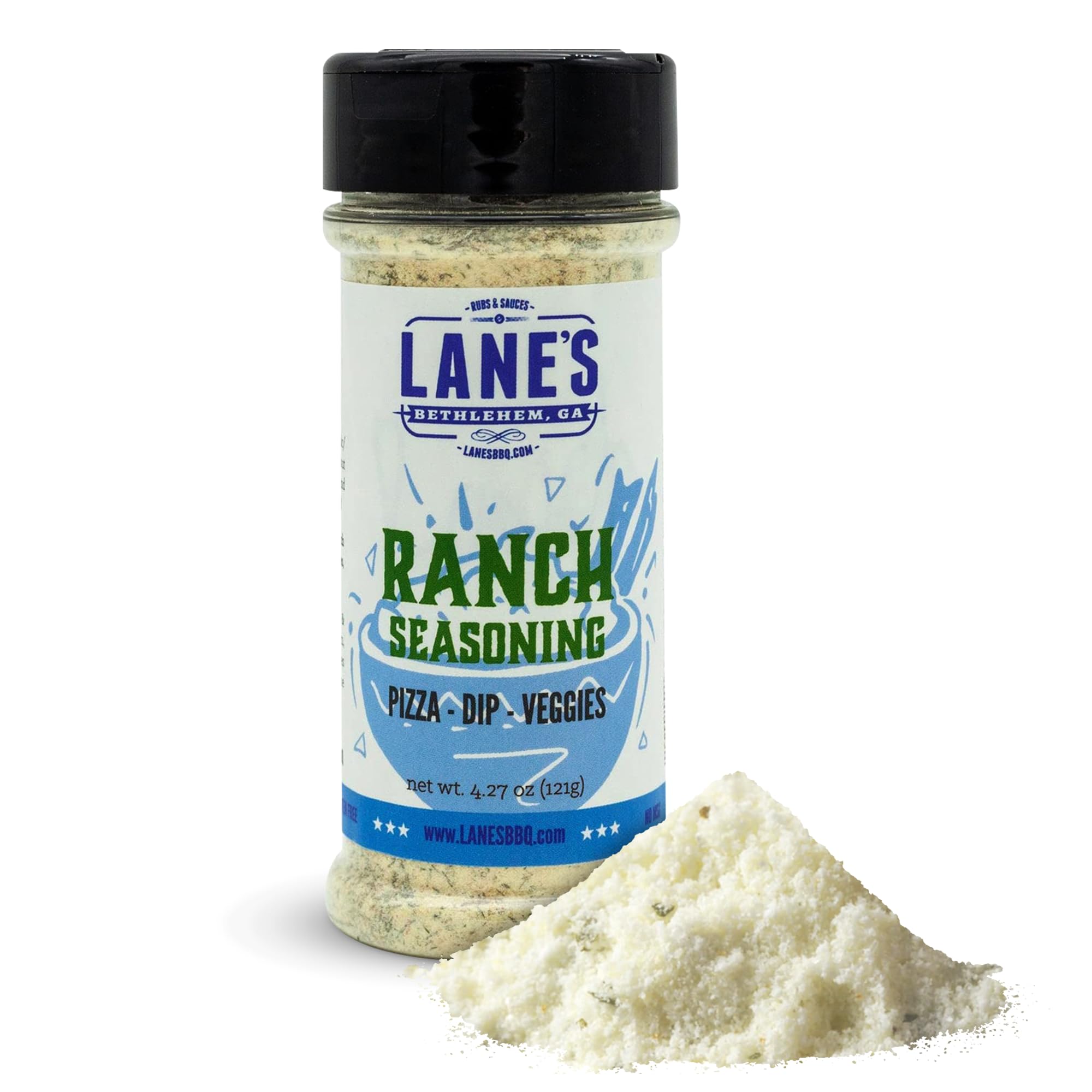 Lane's Ranch Seasoning Powder, 4.27 oz - Versatile Ranch Powder for Wings, Veggies, Popcorn, Dips, Dressing & Pizza - Bold Buttermilk Herb Flavor, Gluten-Free, All-Natural, Low Sodium Seasoning