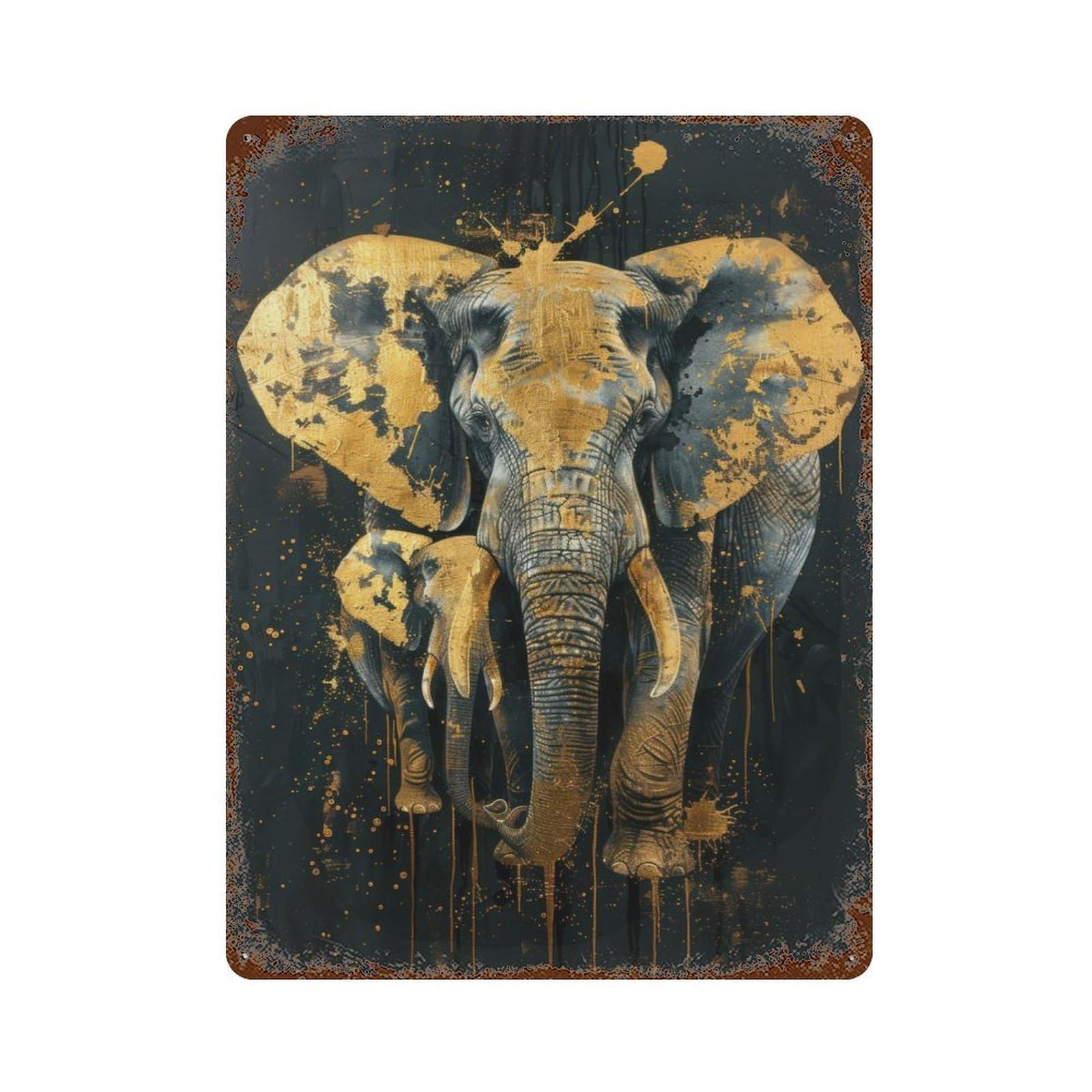 Distressed Metal Wall Sign Gilded Majesty 15.7"x11.8", Retro Wall Decor for Basement, Hobby Room And Garage Decor