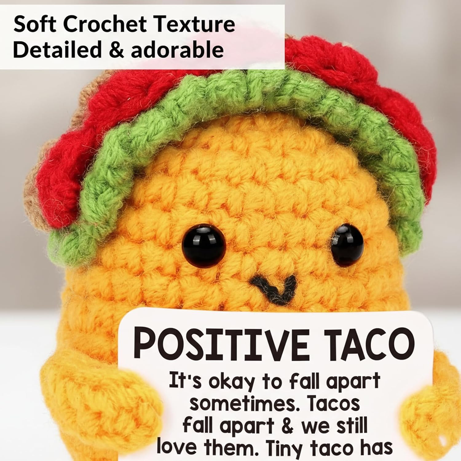 Positive Crochet Taco, Mini Emotional Support Taco, Inspirational Gifts
