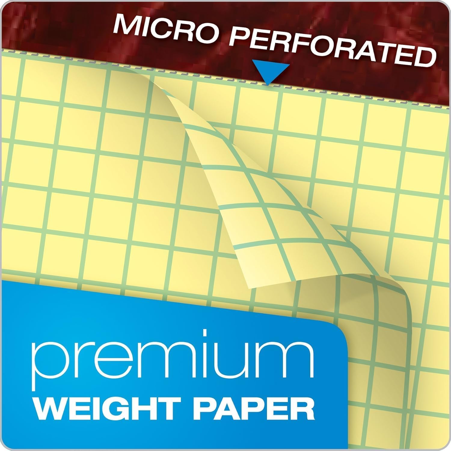 Ampad Gold Fibre Premium-Weight Graph Pad, 8-1/2" x 11-3/4", Graph Rule (4 x 4 Quad Grid), Canary, 50 Sheets Per Pad (22-143) (10 Pads)