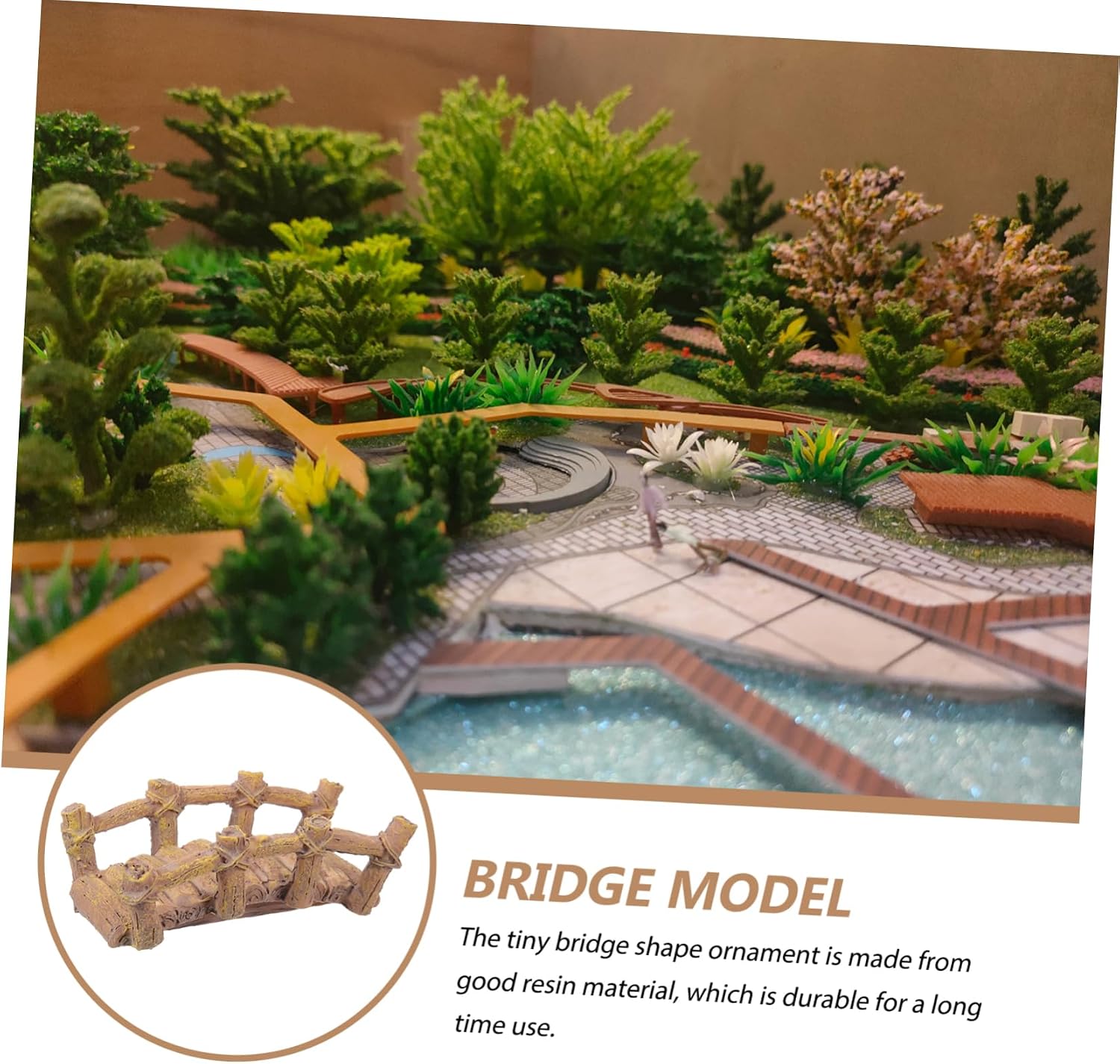 Decorative Garden Bridge Ornament Table Resin Bridge Craft Miniature for Outdoor Decor
