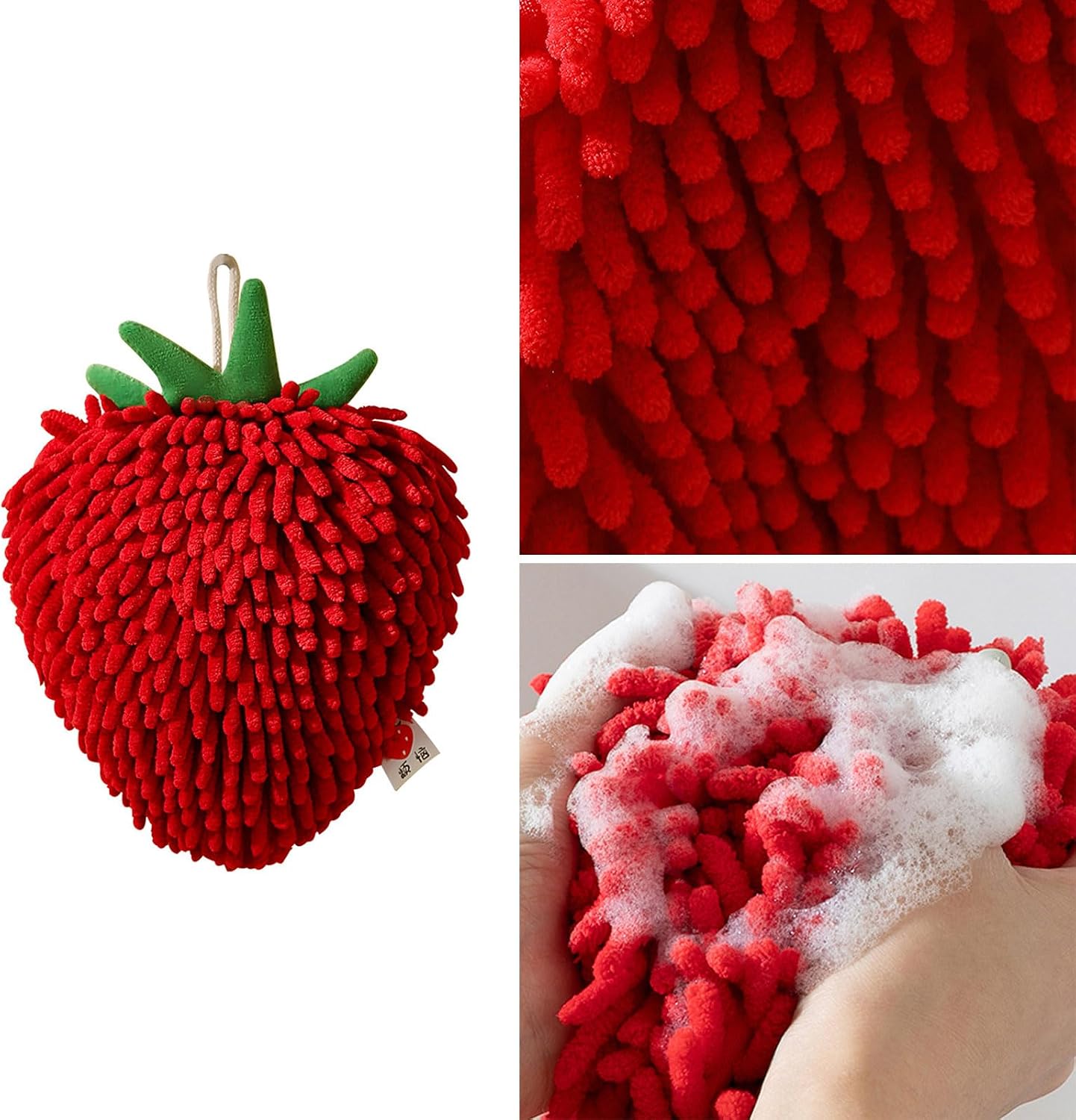 Chenilles Banana/Strawberry Towel for Kitchen and Bath Quick Drying Washcloth Soft Absorbent Towel Bathroom Accessories Hanging Hand