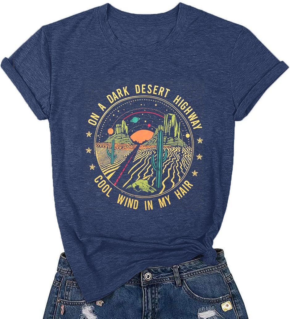 Adventure Shirts Sunrise Camping Hiking Activewear Road Trip Nature Cactus Workout Tee Top