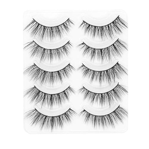 Miniatura 2 de Pestañas de aspecto natural 3D de visón ojo de gato Wispies de 0.59 pulgadas de manga, 5 pares de pestañas postizas suaves y reutilizables, ligeras,