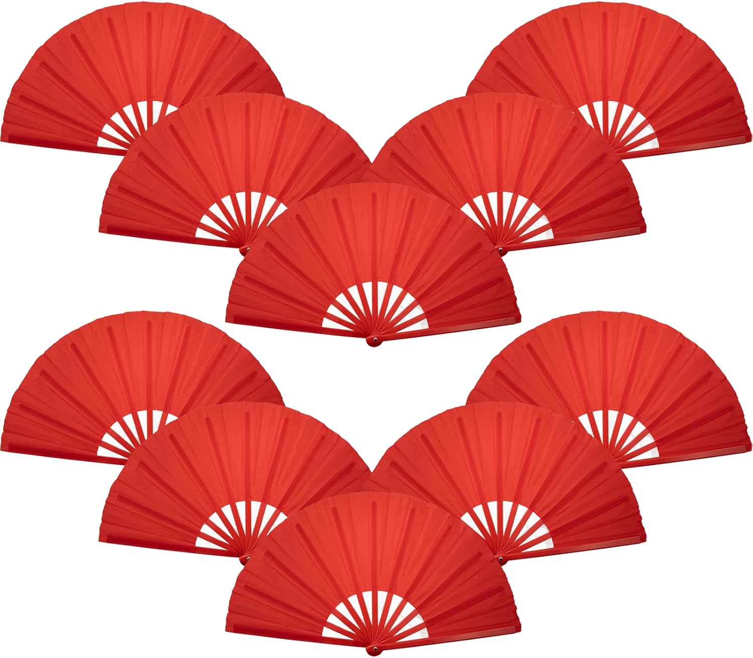 QIRMIZI 10PCS Boots on The Ground Line Dancing Fan - Large Folding Hand Rave Fan for Chinese Kung Fu, Dance, Music Festivals,Carnivals, Weddings, EDM Events, Parties & Decorations,Mixed