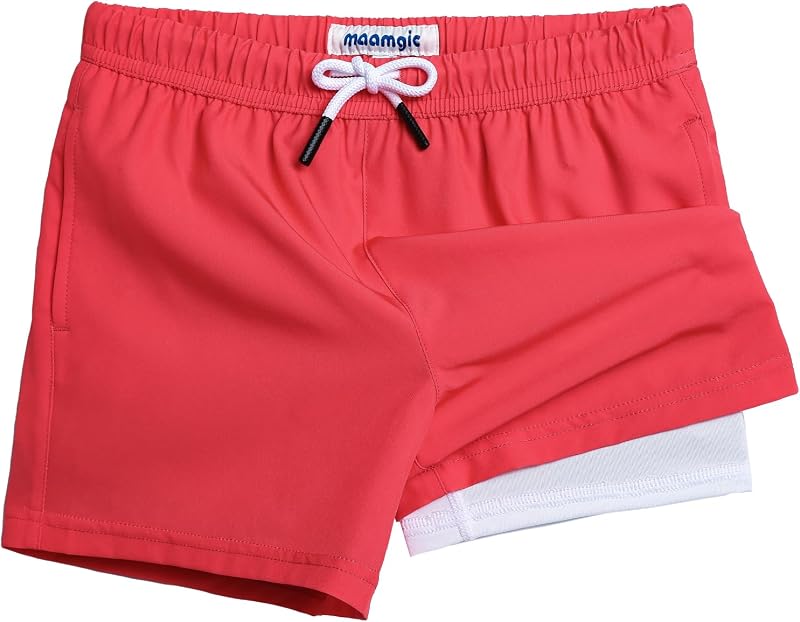 bañador de niño maamgic con forro de compresión 4-Way Stretch Traje de baño de secado rápido Pantalón corto de playa para niño pequeño