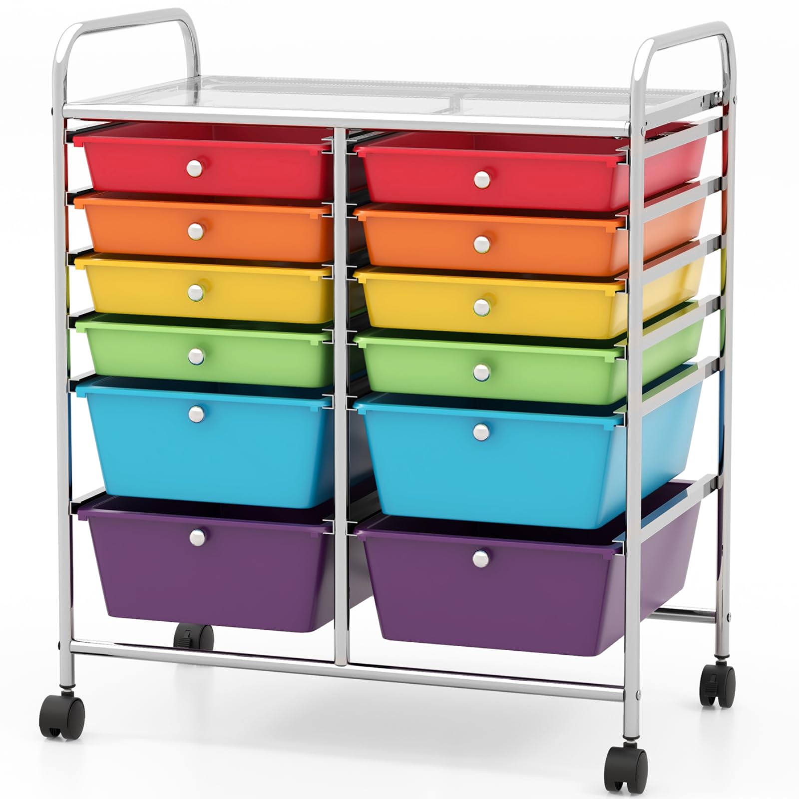 Carrito multiusos de 12 segundos con ruedas Lockab, versátil para manualidades de oficina en casa, carrito práctico y colorido