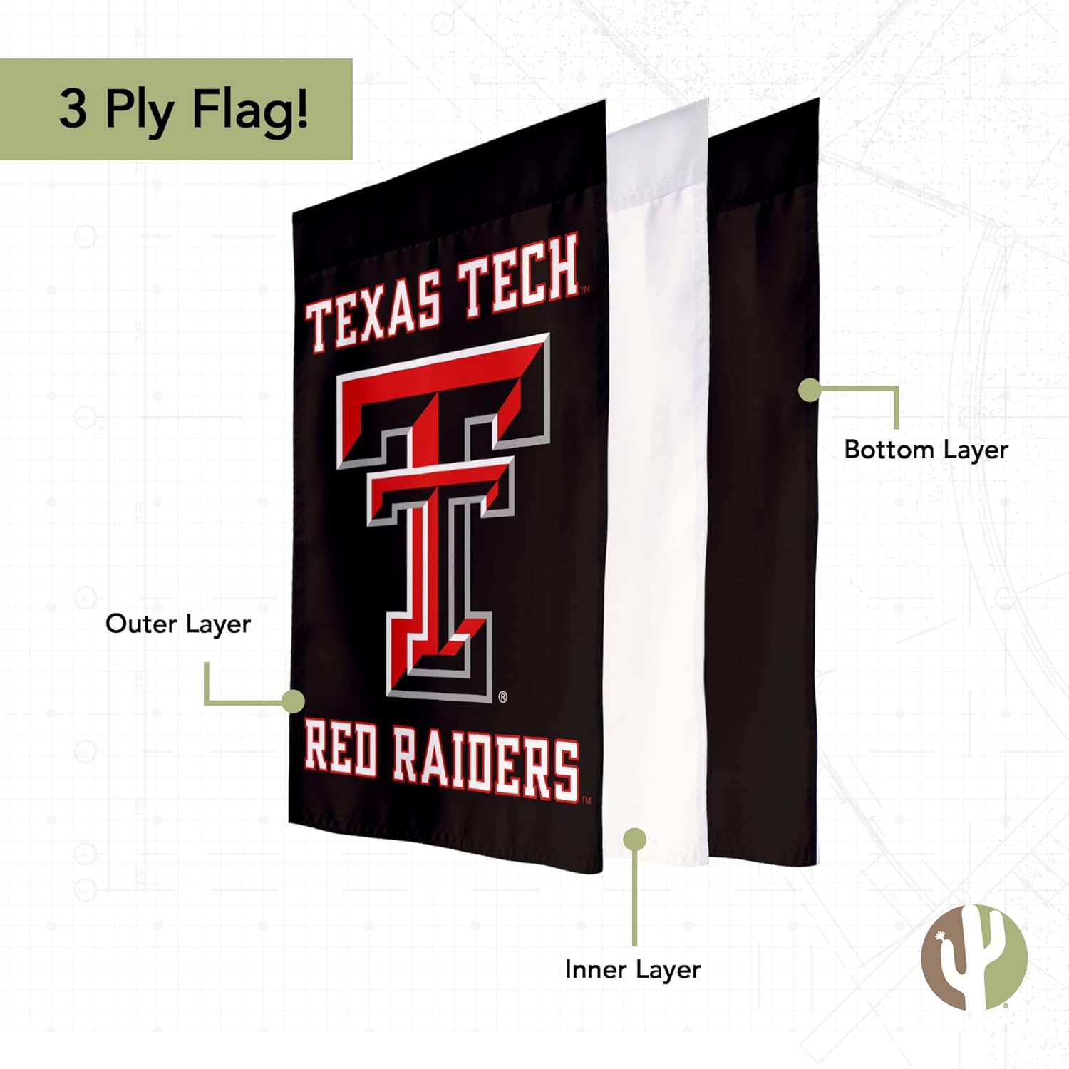 Desert Cactus Texas Tech TT Garden Flag – 19 x 12 inch Texas Tech Red Raiders Banner, For Outdoor Display and Events (Design C) - Image 3