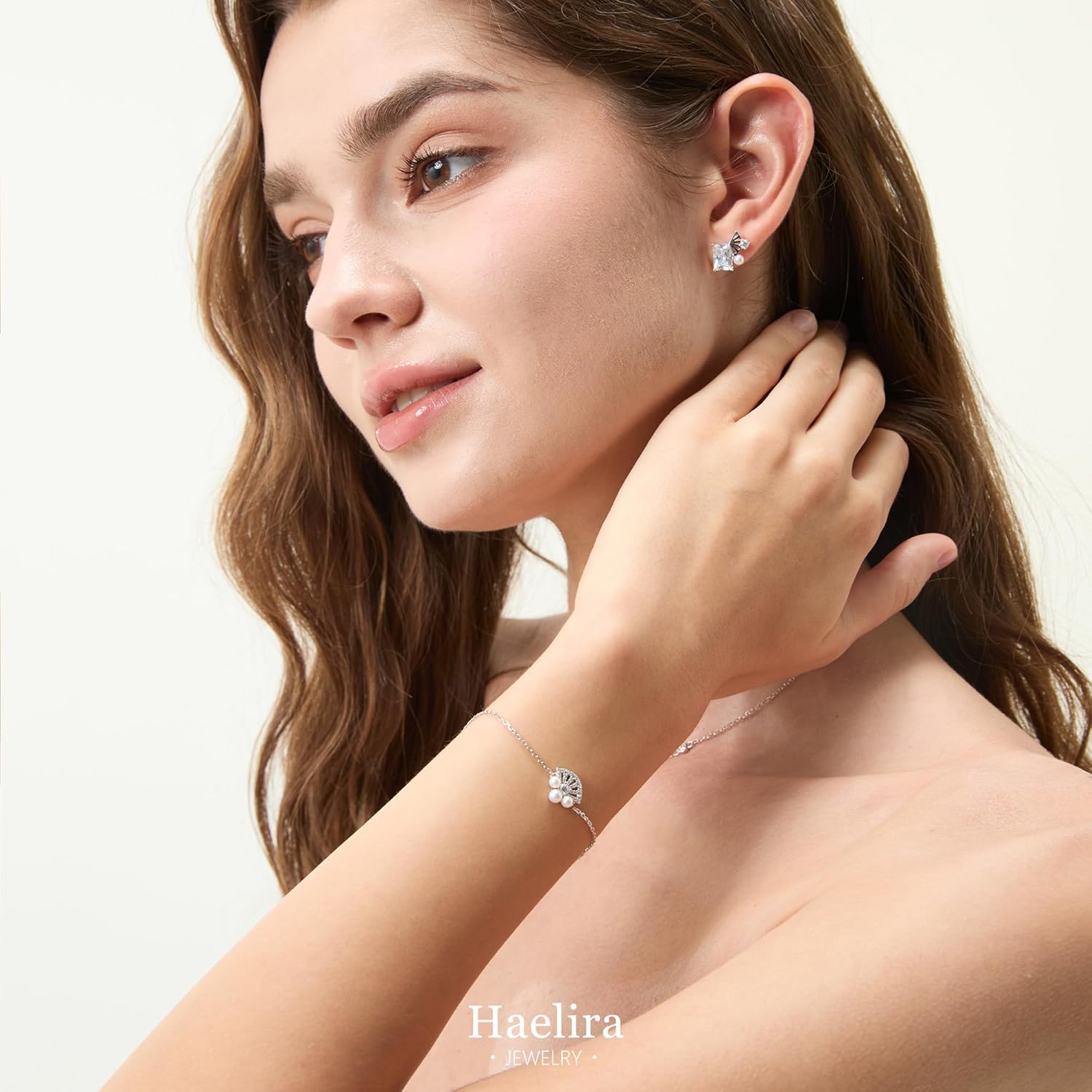 S925 Sterling Silver Jewelry Sets, 17.7 Inch Freshwater Pearls Necklace and Earrings Set, Dainty Minimalist Perfect Jewelry Gift - Image 3