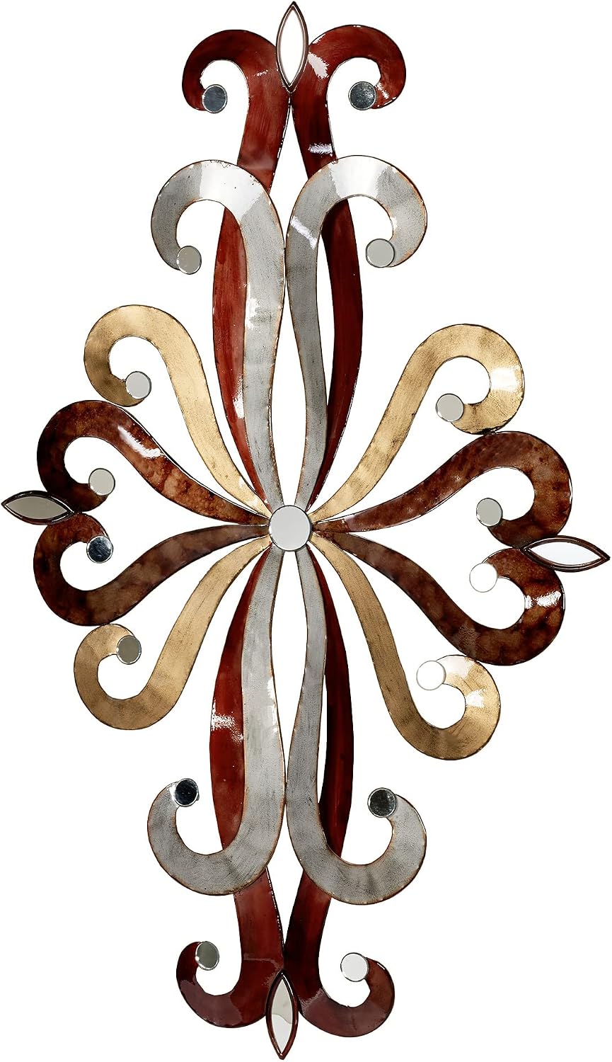 Touch of Class Fiorenzo Wall Art Multi Earth - Handcrafted Metal Sculpture - Italian Themed Decor - Mirrored Circles, Ovals - Vertical or Horizontal - 34 Inches High