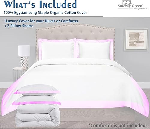 Miniatura 3 de Hotel Luxury - Juego de funda de edredón de 3 piezas de doble tono, 850 hilos, 100% algodón orgánico, colección de ropa de cama de primera calidad,