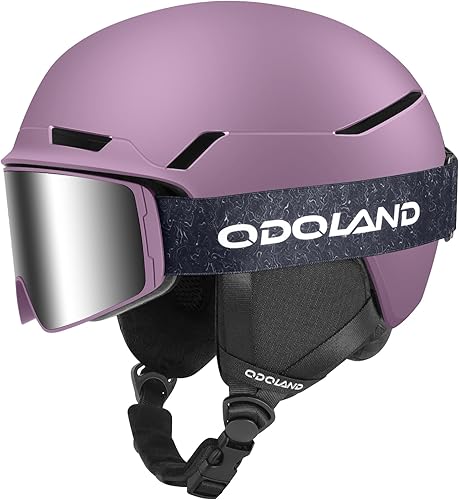 Odoland Casco de esquí de nieve, casco de snowboard con gafas, compatible con Googles, ajuste de dial, casco certificado de seguridad y gafas disponible en Yaxa Costa Rica