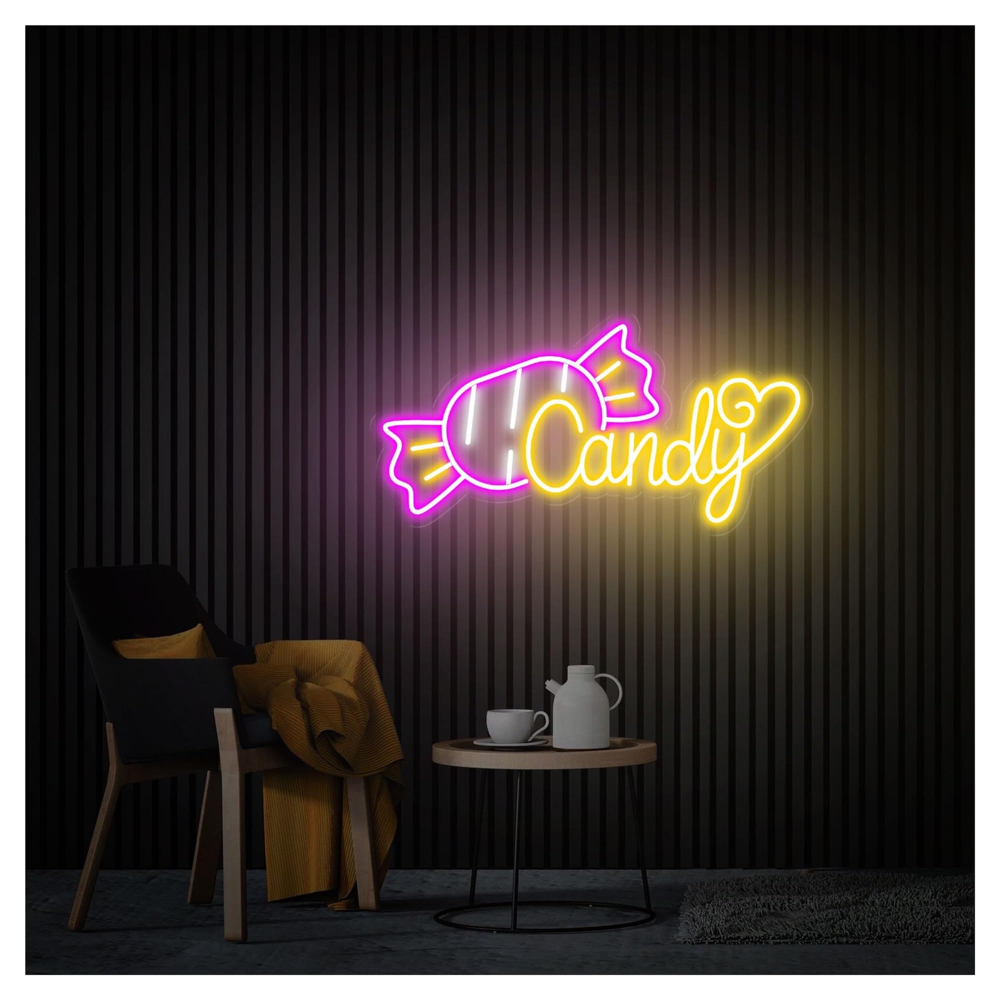RONGCH Hanging Art Signs Candy Neon Sign,Suitable for Lollipop Shop Home Bar Decor with Dimmable 26cmx50cm(A)