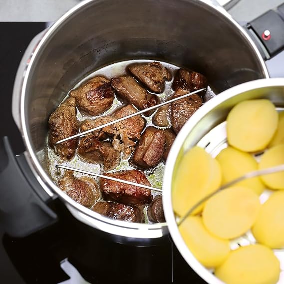 Fissler Vitavit Premium Pressure Cooker with Steamer Insert, 6.3 Quart