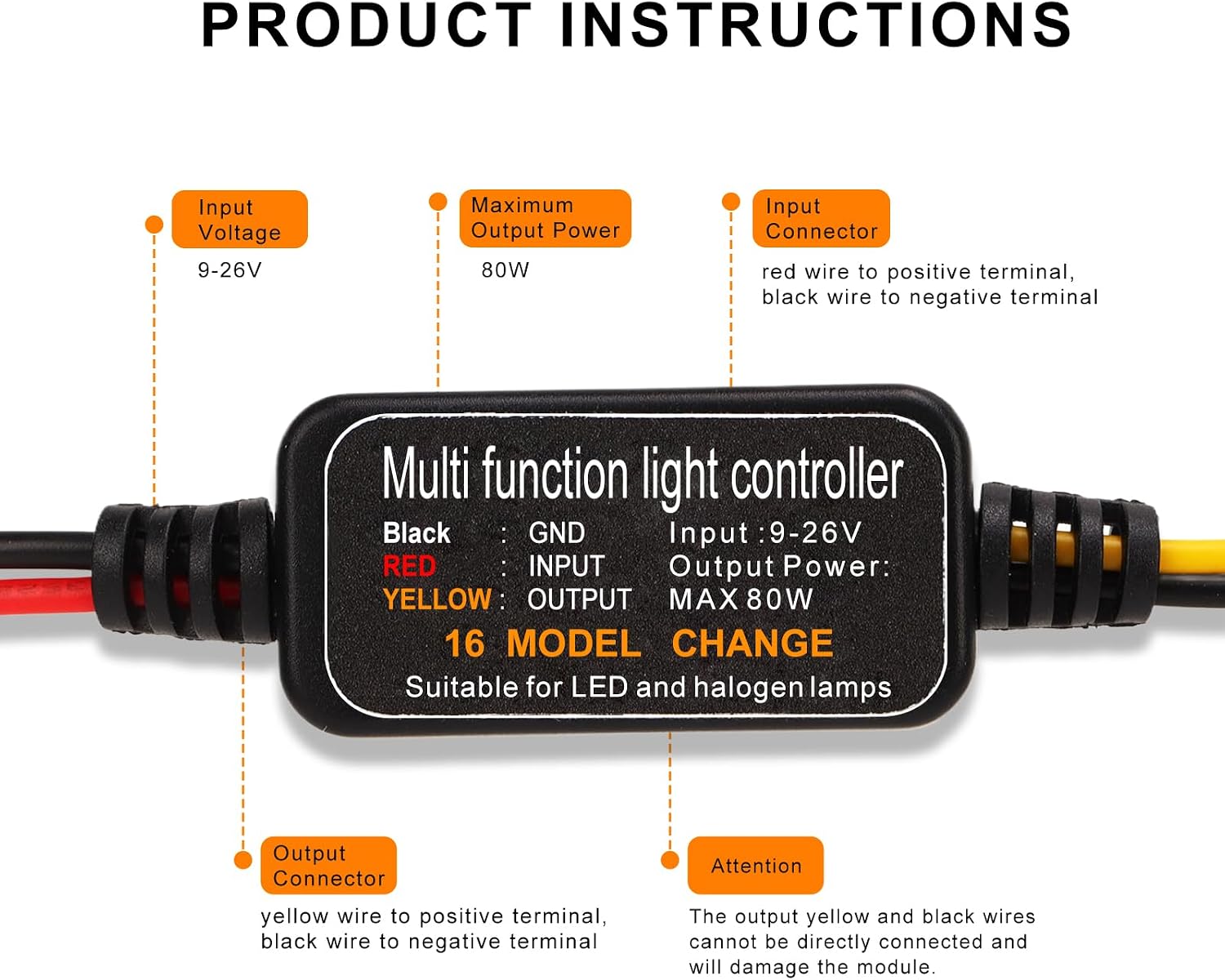 4pcs LED Flash Strobe Controller, 80W Universal DC9‑26V 16 Strobe Modes Brake Light Flasher Brake Light Strobe Module, Car Flasher Module for Motorcycles Cars Trucks for Brake Light Tail Stop Light