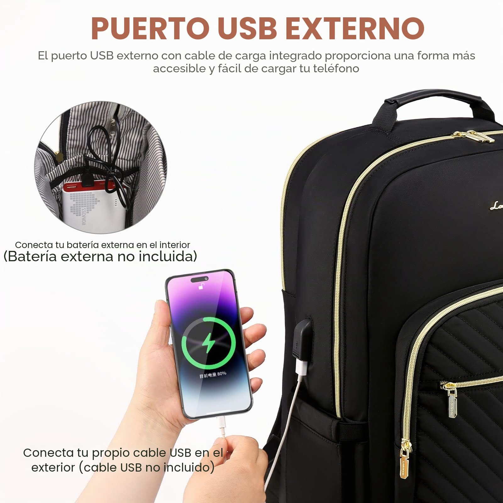 LOVEVOOK Mochila Mujer grande, Impermeable Mochila para Ordenador Portátil 18 Pulgadas con Puerto de USB, Multifuncional Mochila Escola para Negocio Viajes Trabajo Universidad