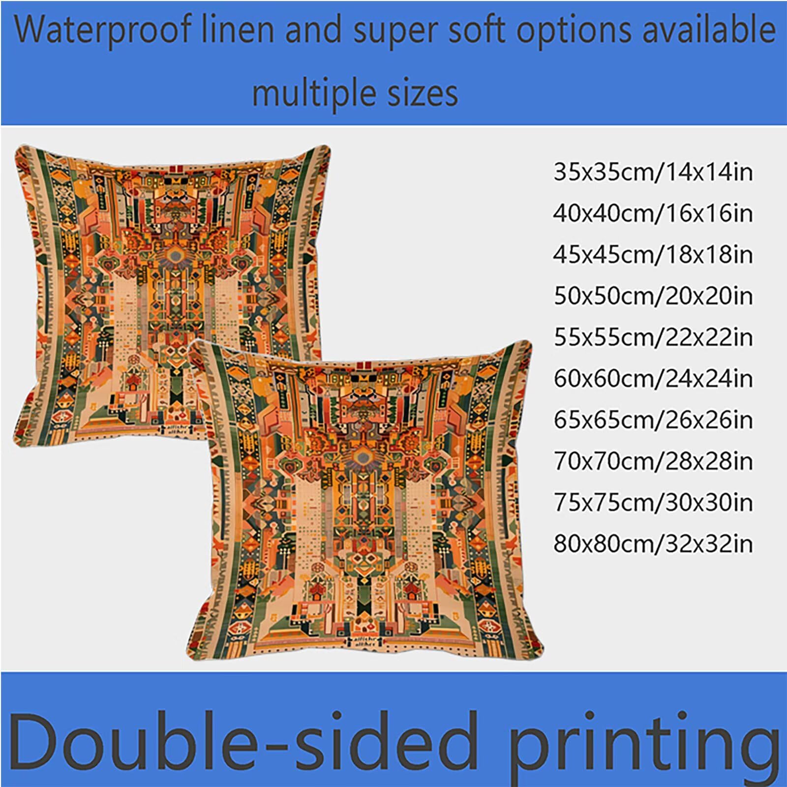 Kissenbezug 60x60 cm Farbe 4er Set Sofakissen Superweichem Doppelnähten Versteckter Reißverschluss Böhmen Outdoor Kissen Leinen gelten für Auto Terrassen-Gartenbank Wohndeko Schlafzimmer Sofa 1-8