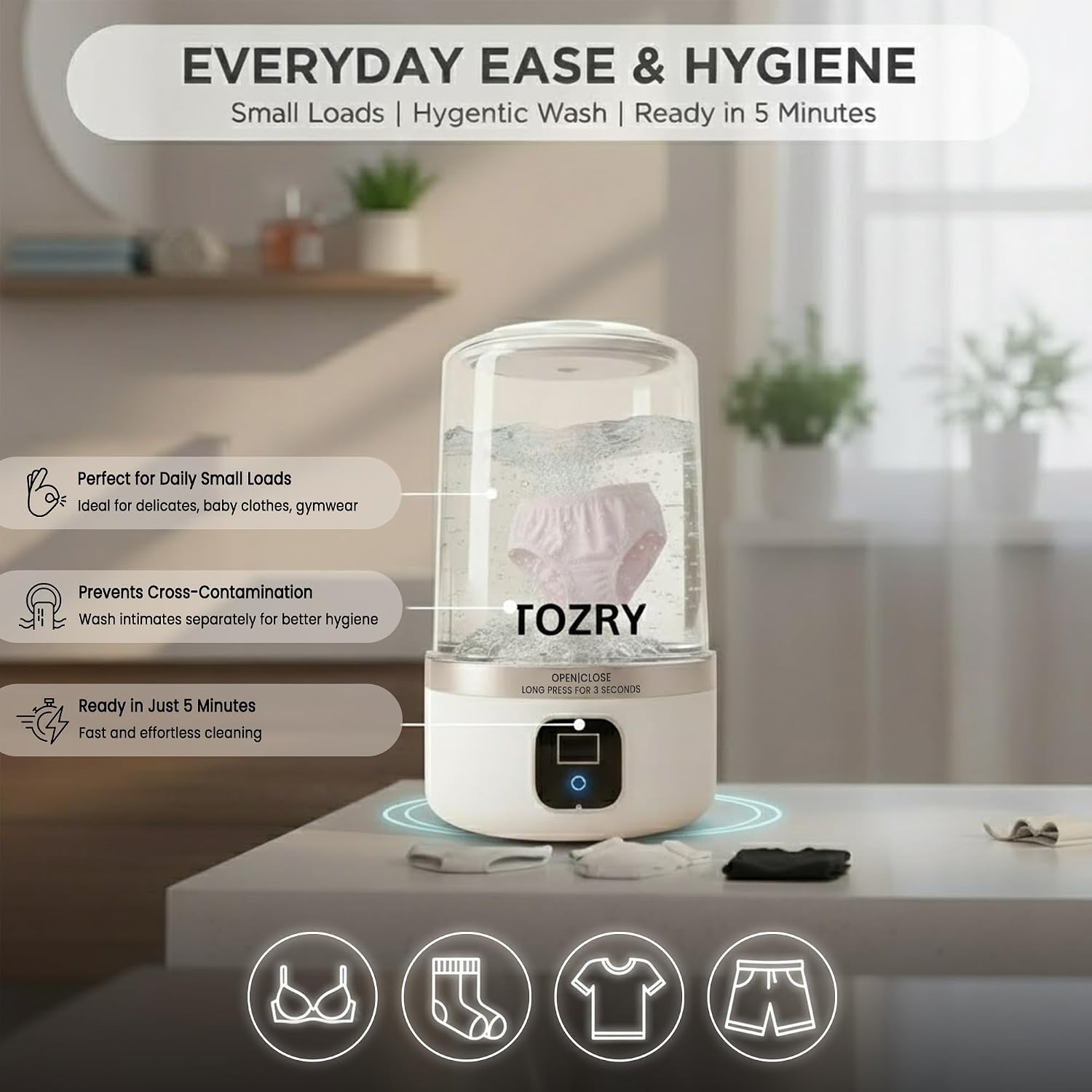 Mini Washing Machine – Portable Washer, Travel Laundry for Apartments, Dorms, RVs & Small Spaces, Mini Laundry for Baby Clothes, Compact Underwear washer