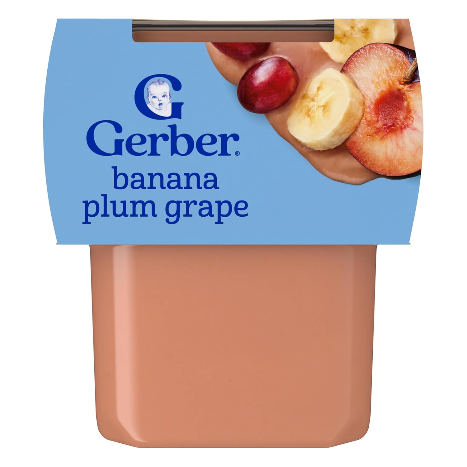 Gerber Stage 2 Baby Food, Banana Plum Grape Puree Tubs, 16-Pack
