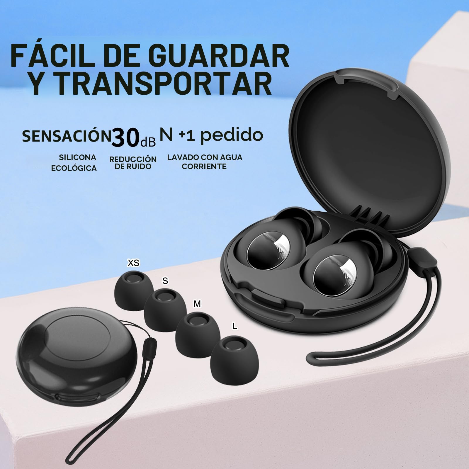 Tapones para Dormir, Tapones Oidos Ruido Dormir 30 dB, Tapones de Silicona Reutilizables Ultra Suaves para Conciertos, Viajar, XS/S/M/L