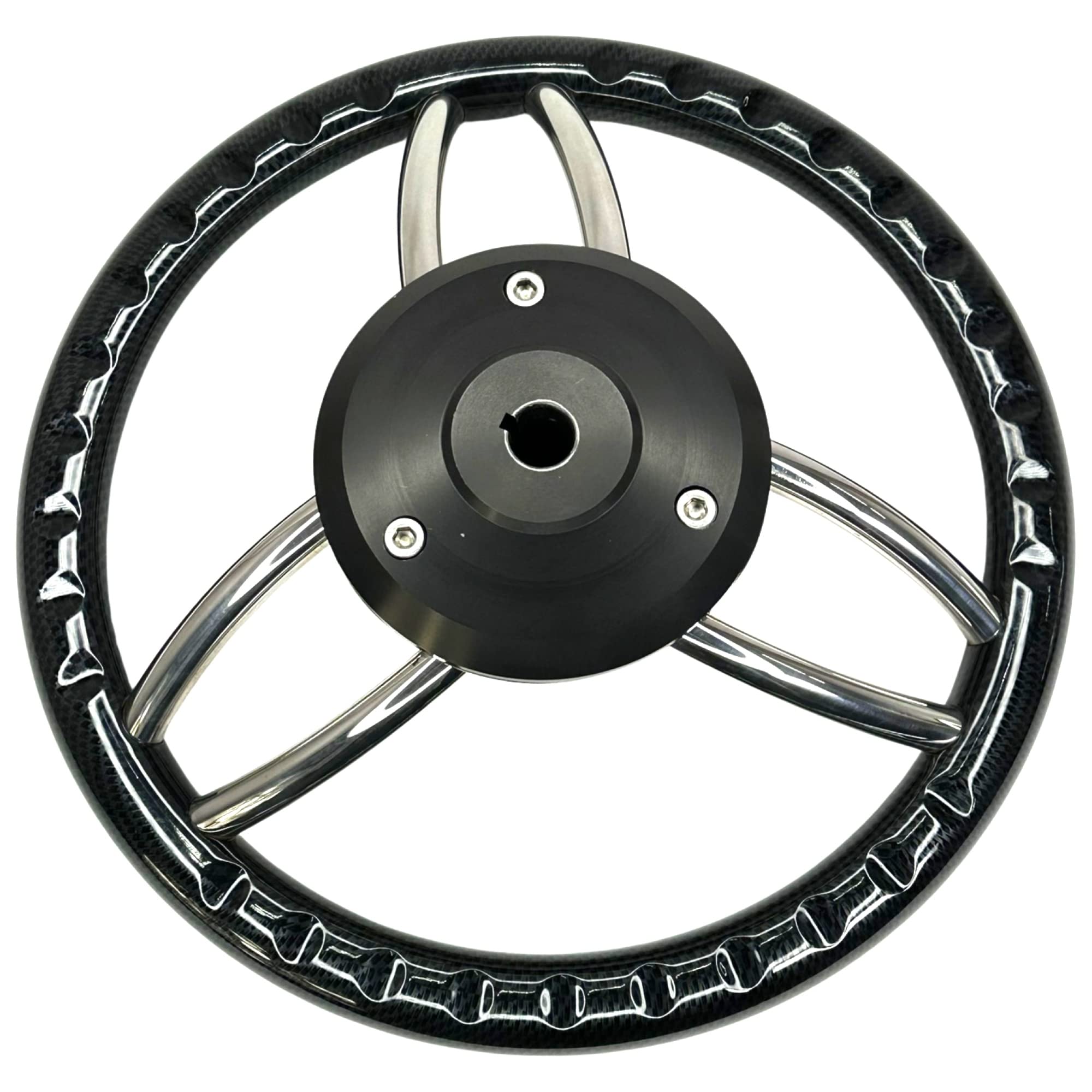 F26 Motorboot Sport Steuerrad T26CF, Edelstahl, 35 cm | Ergonomischer Griff im Carbon Look, für Tender, Schaluppe, Sloep, Tuckerboot und Yacht