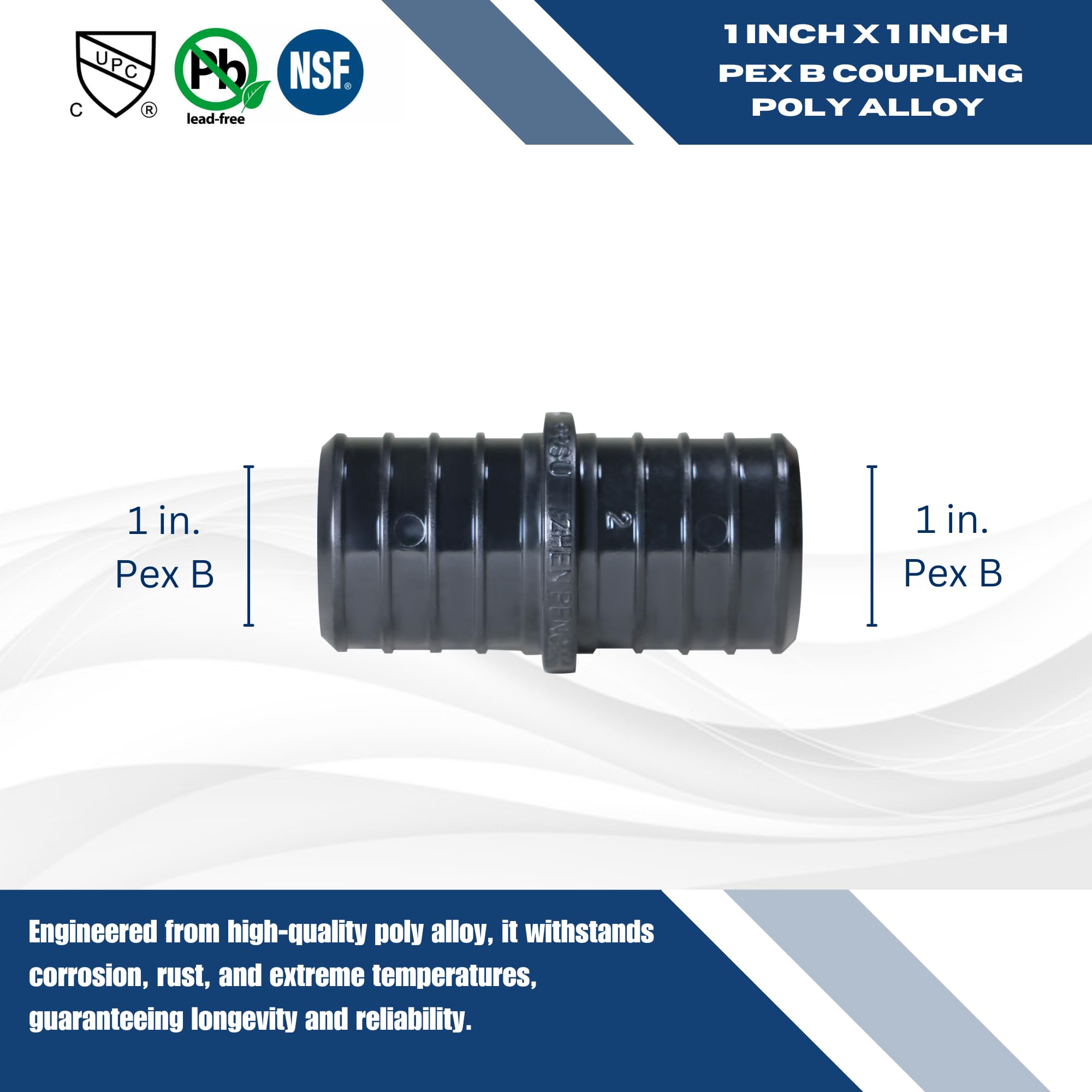 5 Pack XFITTING 3/4 Inch PEX Couplings - Crimp Fittings For PEX B Plumbing