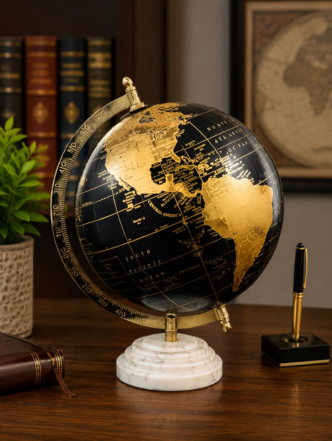 Cosmic Globe Exports Rotating World Globe 8 Inch with Metal Arc and Marble Stand for Home Décor, Office Decor and Decorations items,Study Table decor Items, Birthday, Party Gifts and Anniversary.
