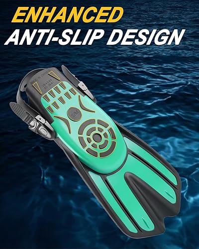 Vista 3 de Alatas de buceo y equipo de esnórquel para adultos, aletas de snorkel, aletas de natación abiertas, ajustables, para hombres, mujeres, niños, aletas