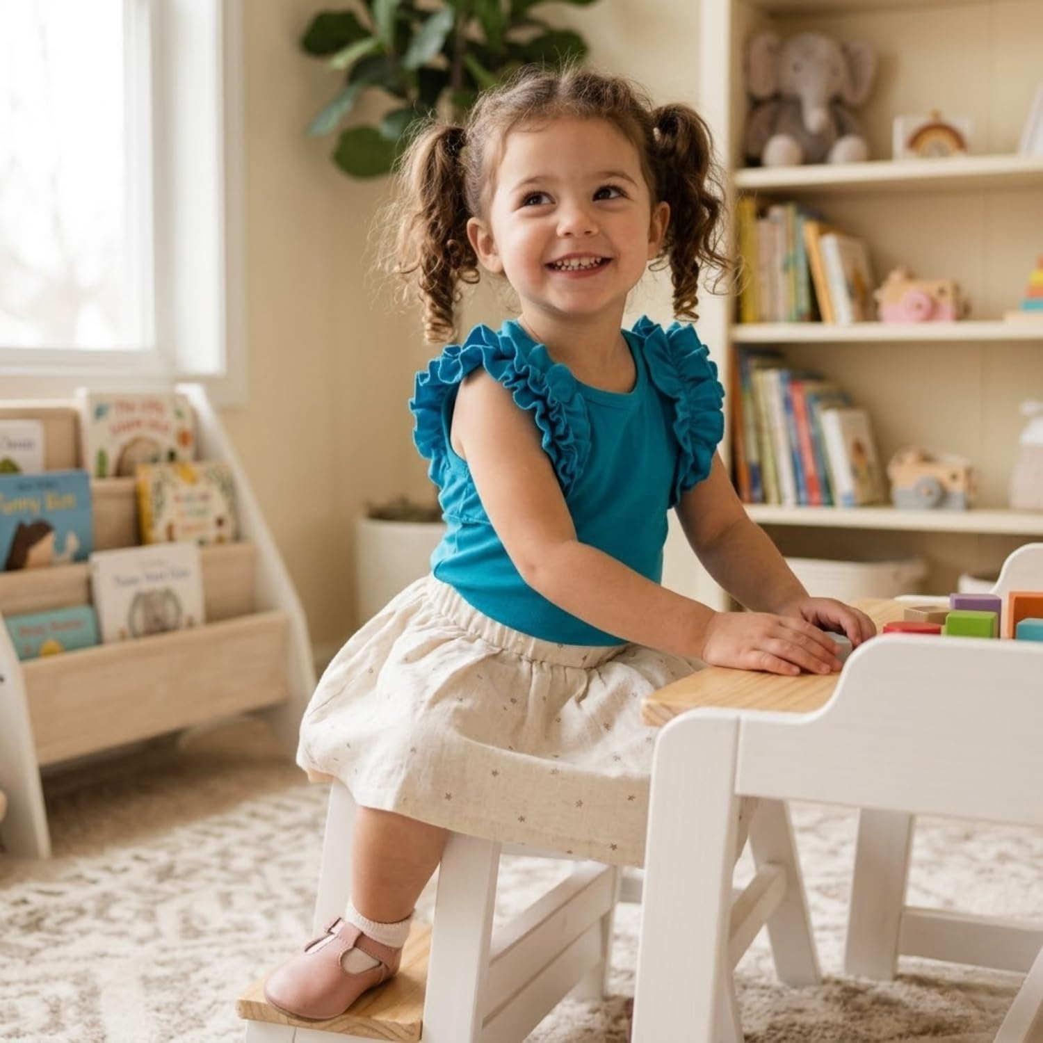 Toddler Baby Girls Ruffle Sleeve Cotton T-Shirts – Kids Summer Basic Plain Blouse Tops, Short Sleeve - Turquoise