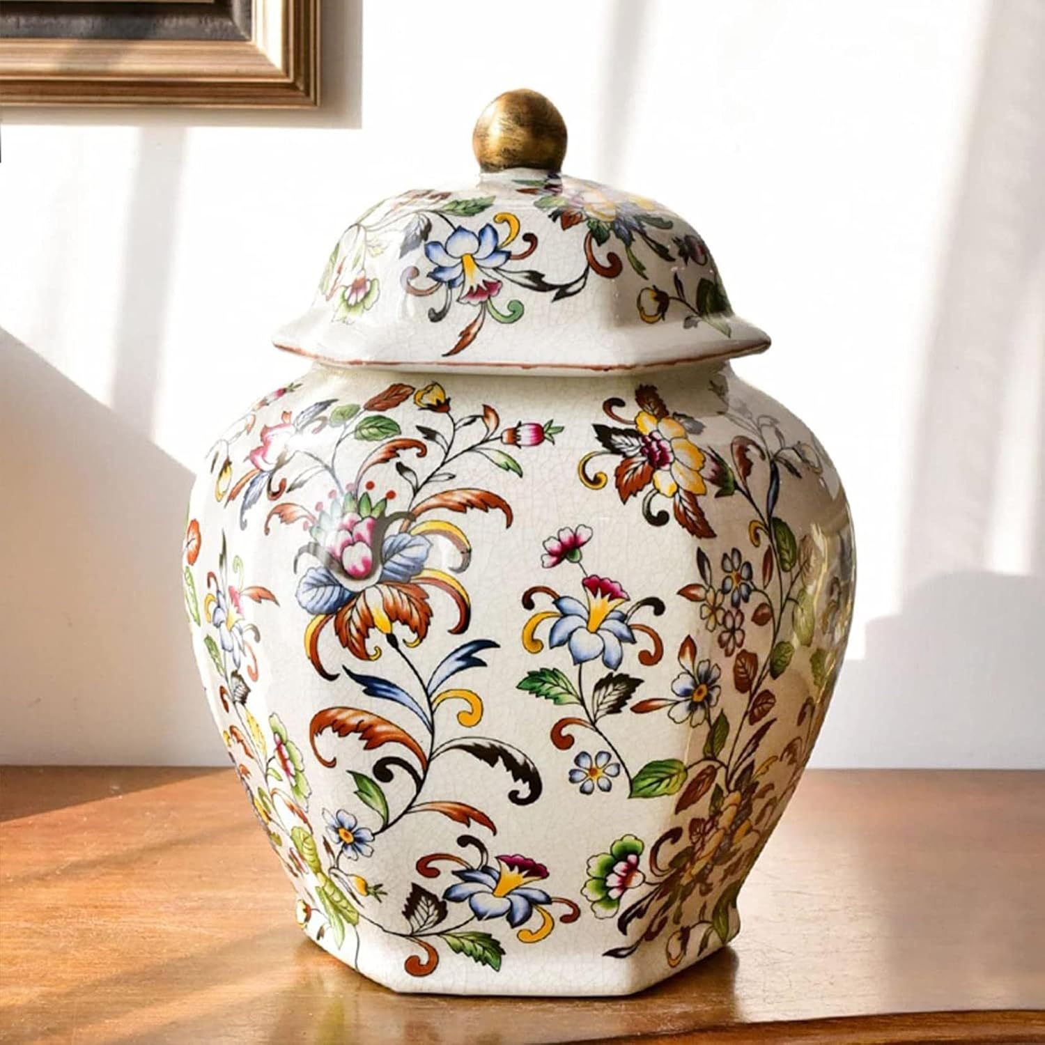 Ceramic Jars,Tea Jar,Chinese Style Storage Jars,Vintageceramic with Lid Decorative Vases Handmade Ceramic Jar Ginger Jars for Home Decor Ginger Jar Temple Jar Porcelain A,