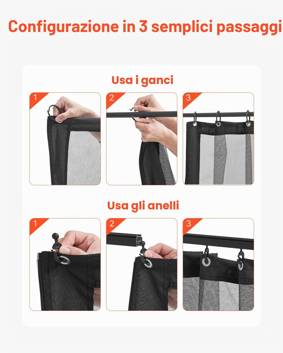VEVOR Rete di Ricambio per Gazebo, per Gazebo 304,8 x 396,2 x 207,3 cm Rete Anti-Moscerini per Patio, Tenda per Esterni a 4 Pannelli, con Doppia Cerniera, Schermo per Baldacchino, Solo Rete, Nero