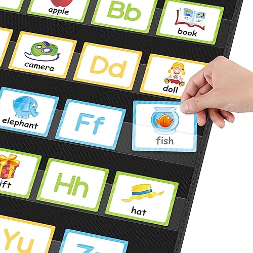 Vista 17 de Godery PreK-12 - Tabla de bolsillo estándar para centros de aula, palabras de pared para aula, suministros de enseñanza en casa (azul)