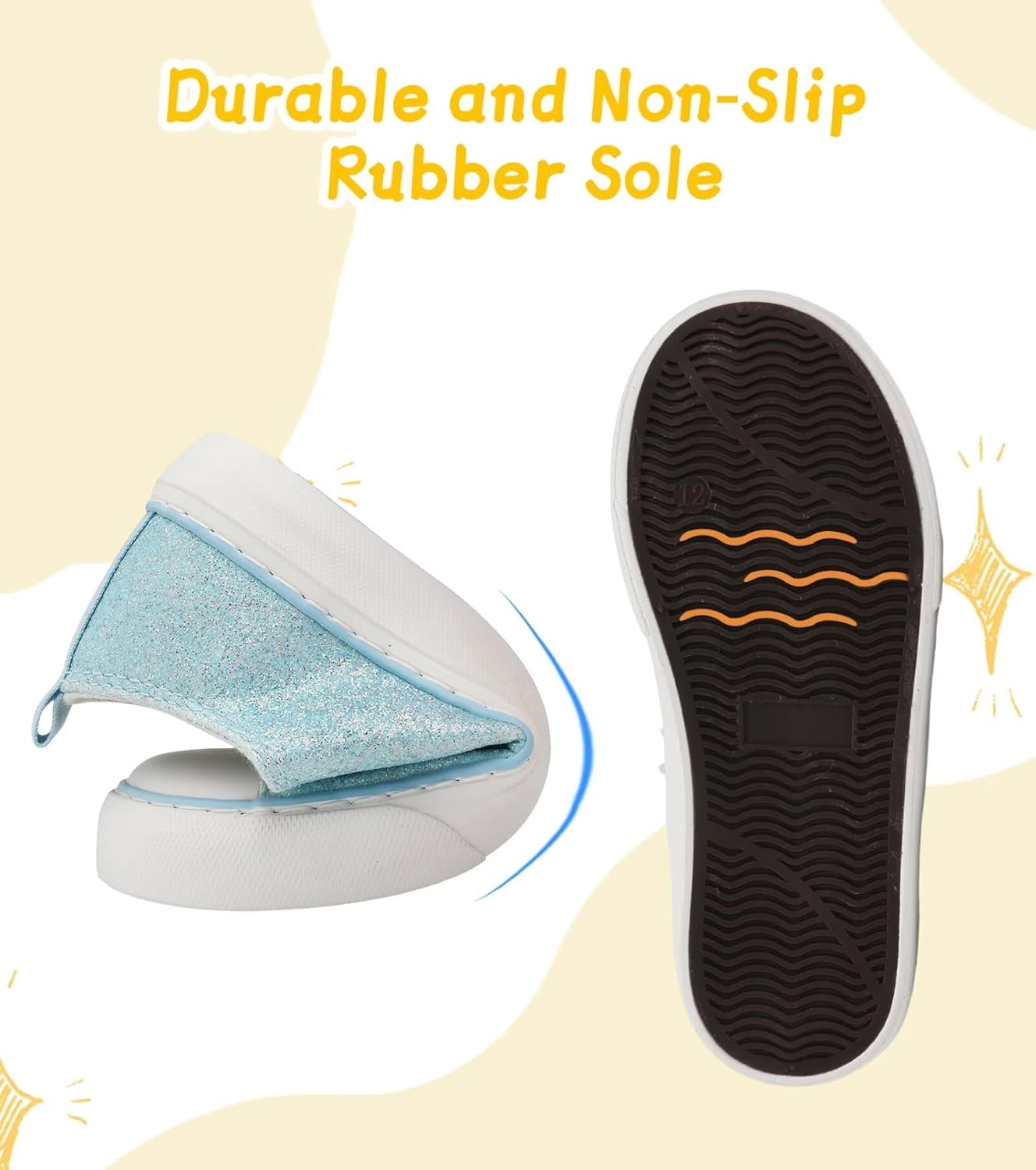 Toddler Kids Canvas Sneakers Sparkle Glitter Sequins Shoes Slip On Soft and Durable Glitter Blue 1 Big Kid image 6 of 6 B0D78PLJYV